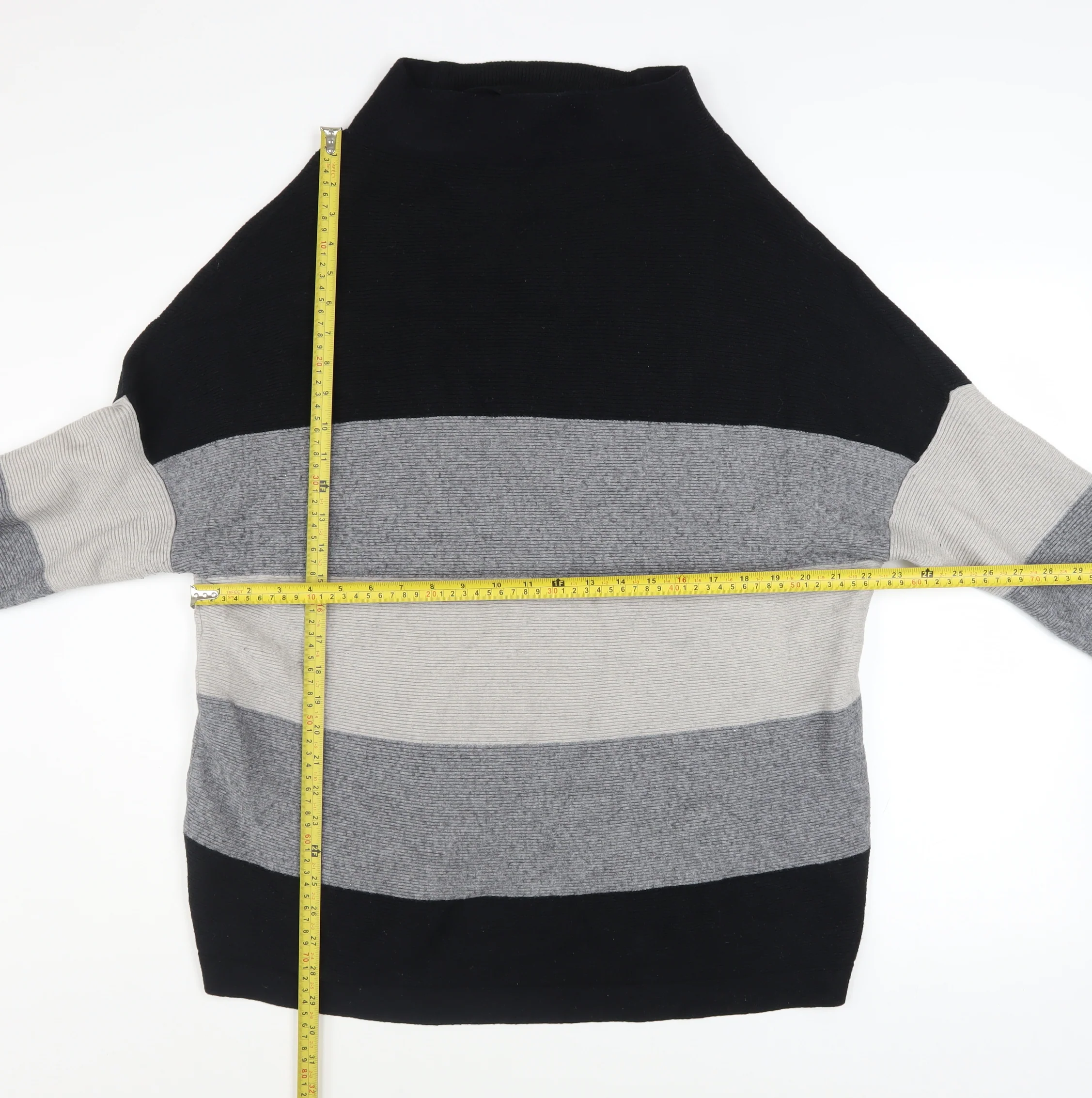 Selection Women's Black Grey Stripe Mock Neck XL Pullover Jumper - Image 2