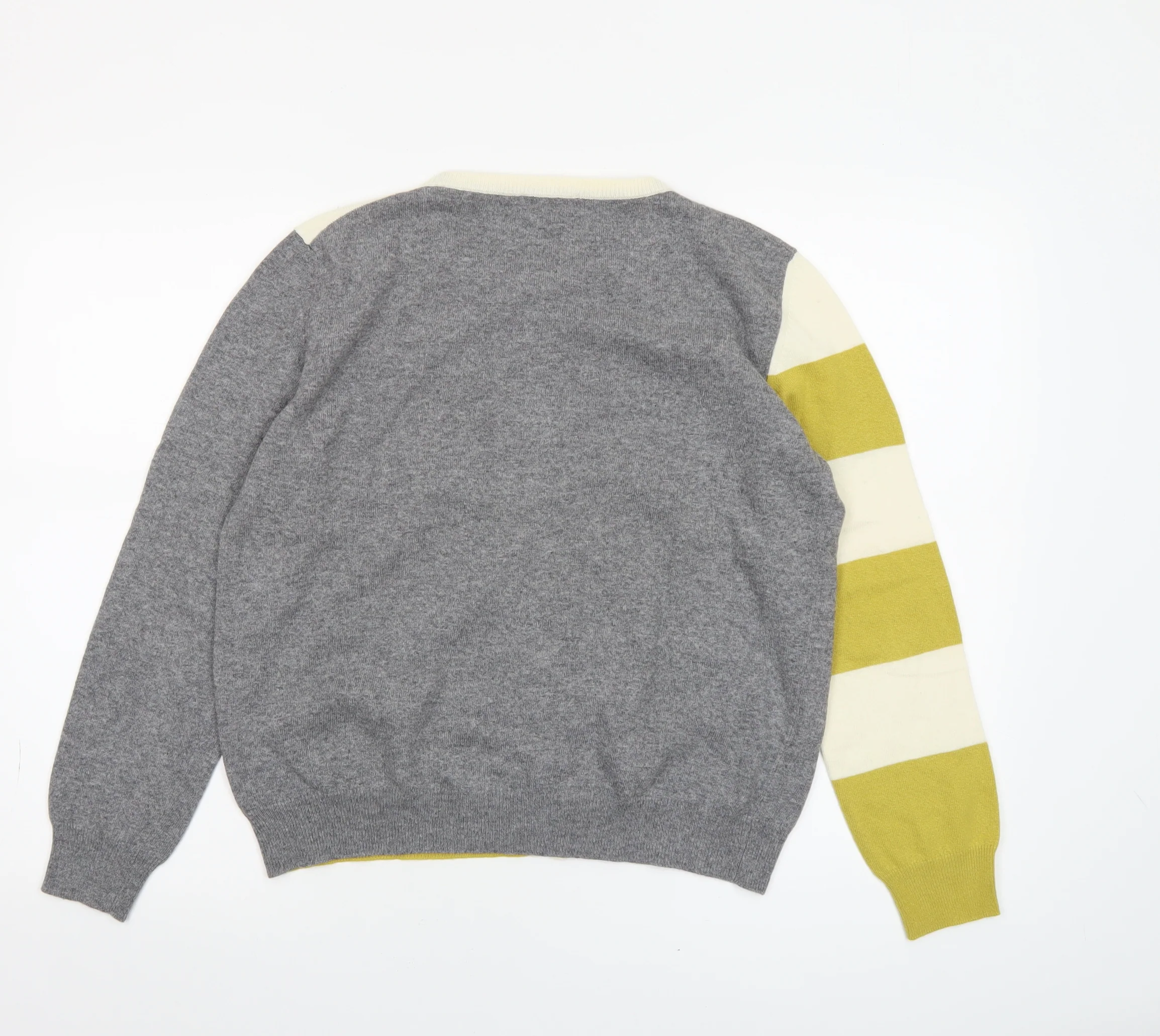 Semicouture Women's Grey & Yellow Striped Cardigan M Wool Blend - Image 3