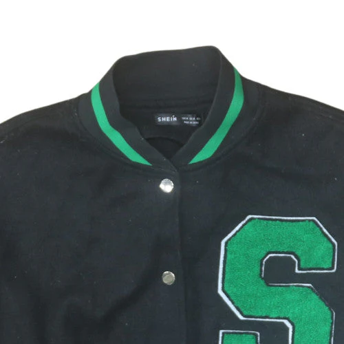 SHEIN Women Black Varsity Jacket Size 12 Letterman Style - Image 8