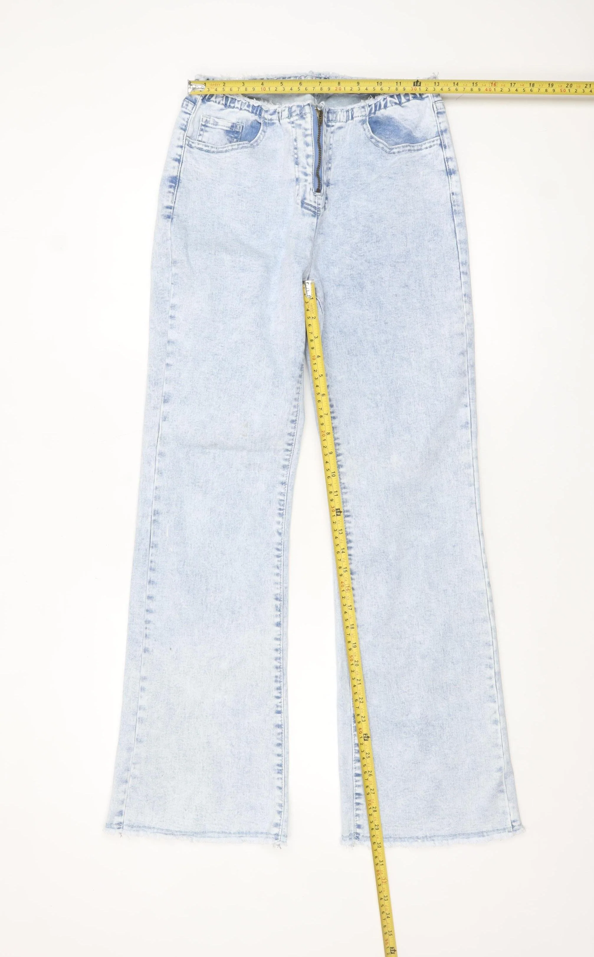 SHEIN Women’s Blue Acid Wash Flared Denim Jeans Size 30 - Image 2