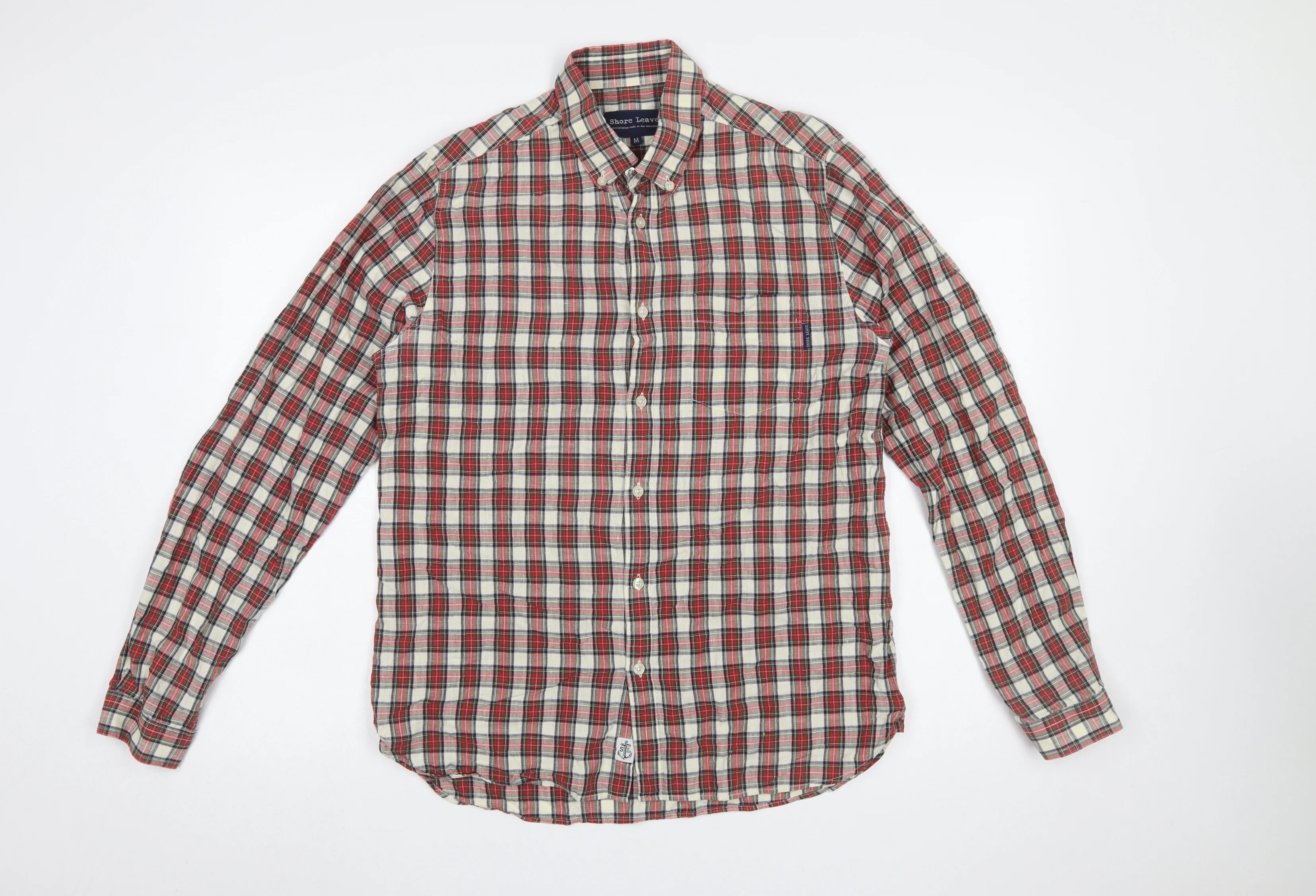 Shore Leave Men's Red Check Long Sleeve Button-Up Shirt Size M
