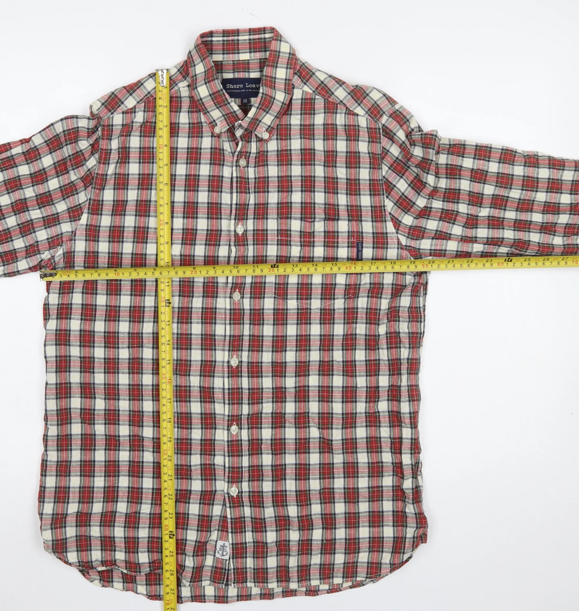 Shore Leave Men's Red Check Long Sleeve Button-Up Shirt Size M - Image 2