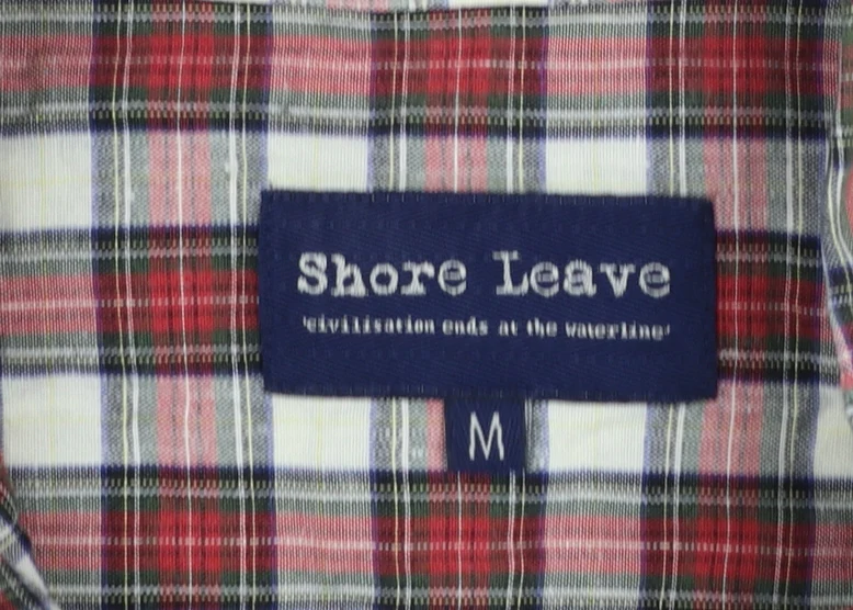 Shore Leave Men's Red Check Long Sleeve Button-Up Shirt Size M - Image 4