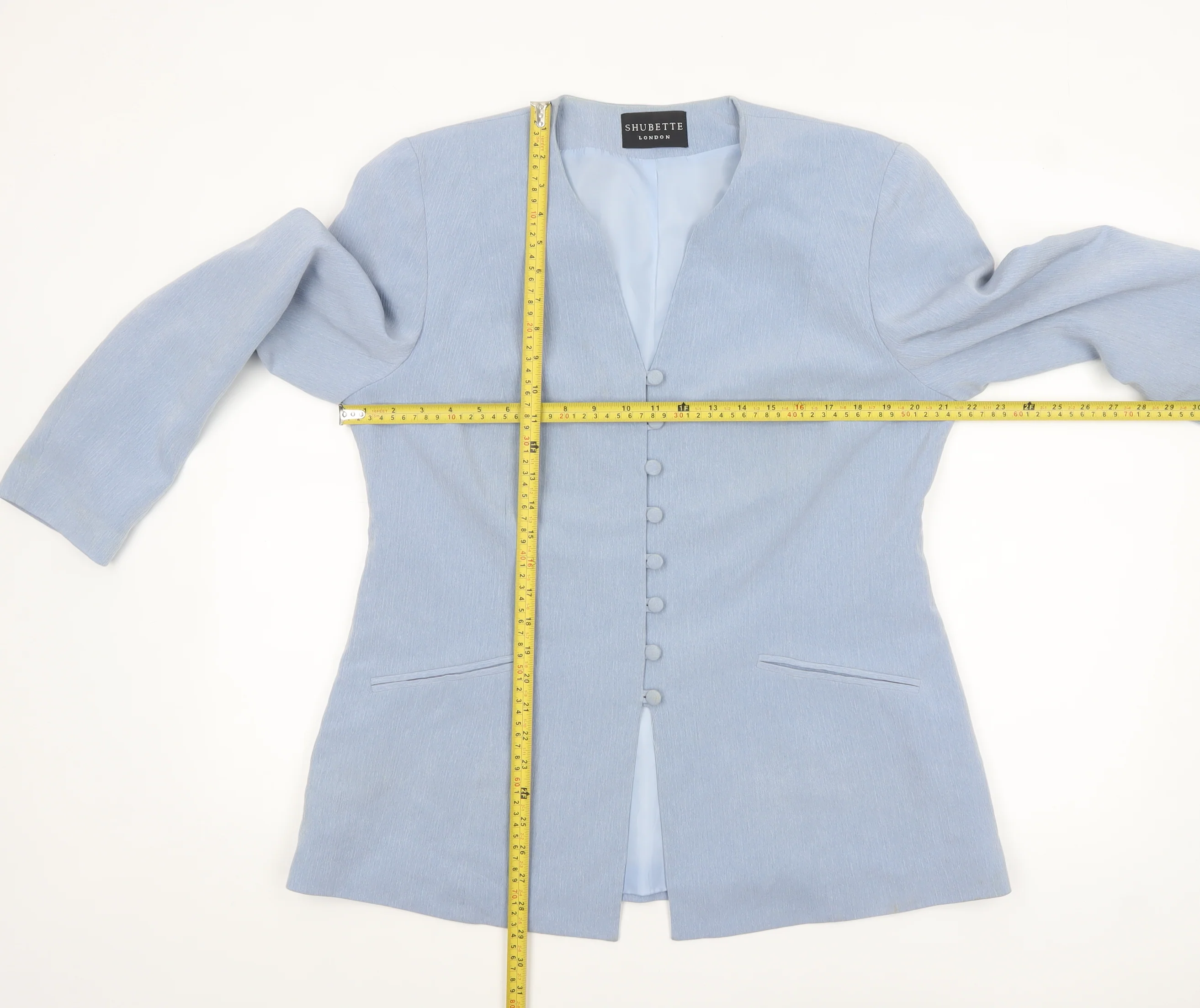 Shubette London Women's Blue Long Sleeve Single-Breasted Blazer Size 18 - Image 2