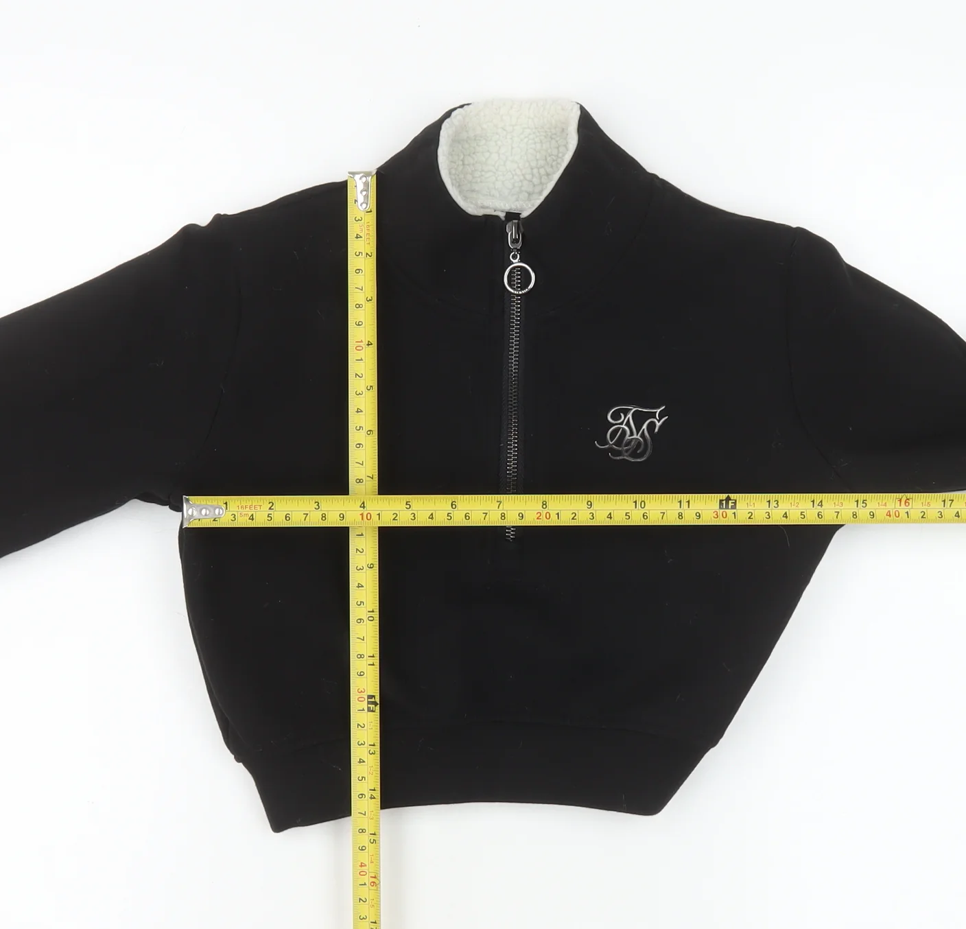 SikSilk Women's Black 1/4 Zip Cropped Sweatshirt Size 6 - Image 2