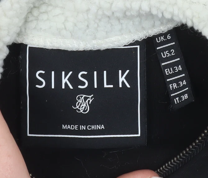 SikSilk Women's Black 1/4 Zip Cropped Sweatshirt Size 6 - Image 4
