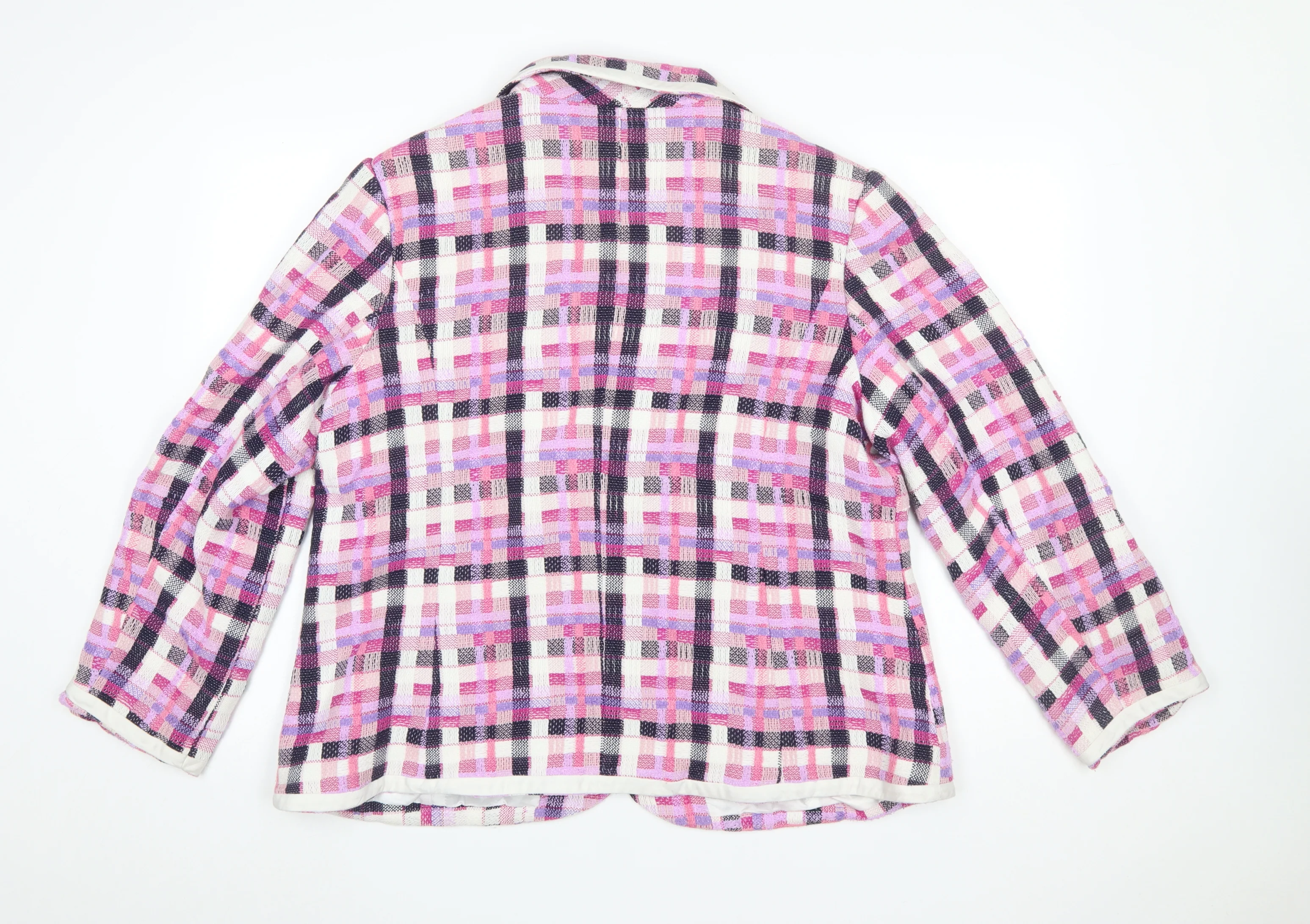 Simon Jeffrey Women's Multicoloured Check Tweed Blazer UK 22 - Image 3