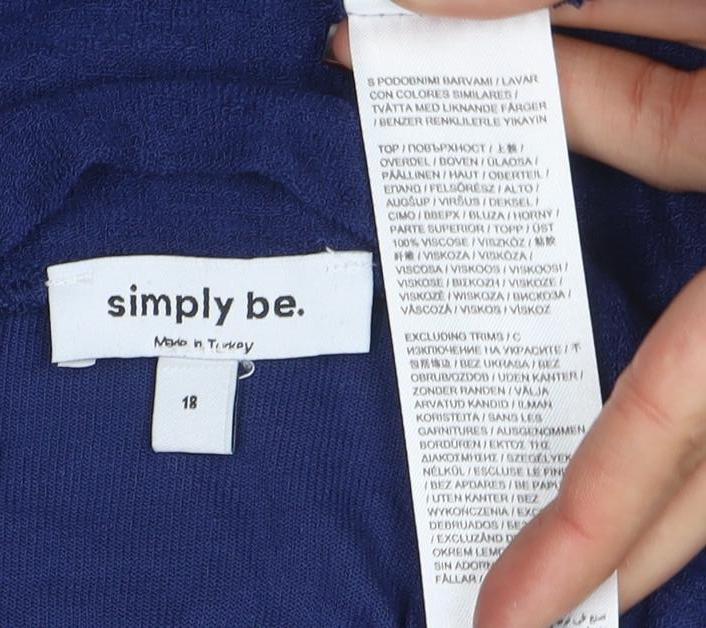 Simply Be Women’s Blue Long Sleeve Mock Neck Jersey Top Size 18 - Image 4