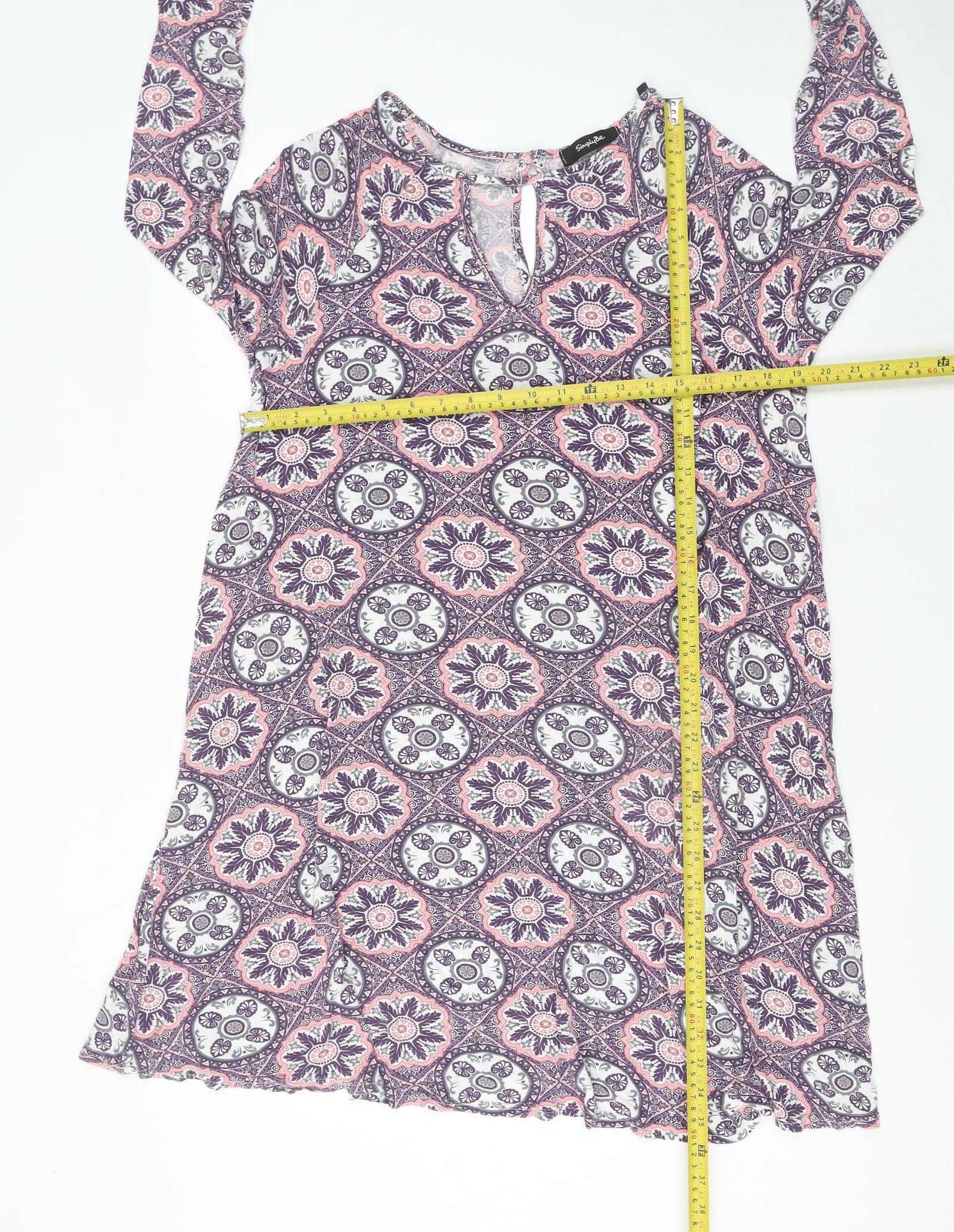 Simply Be Women’s Multicoloured Size 14 Shift Dress Long Sleeve - Image 2