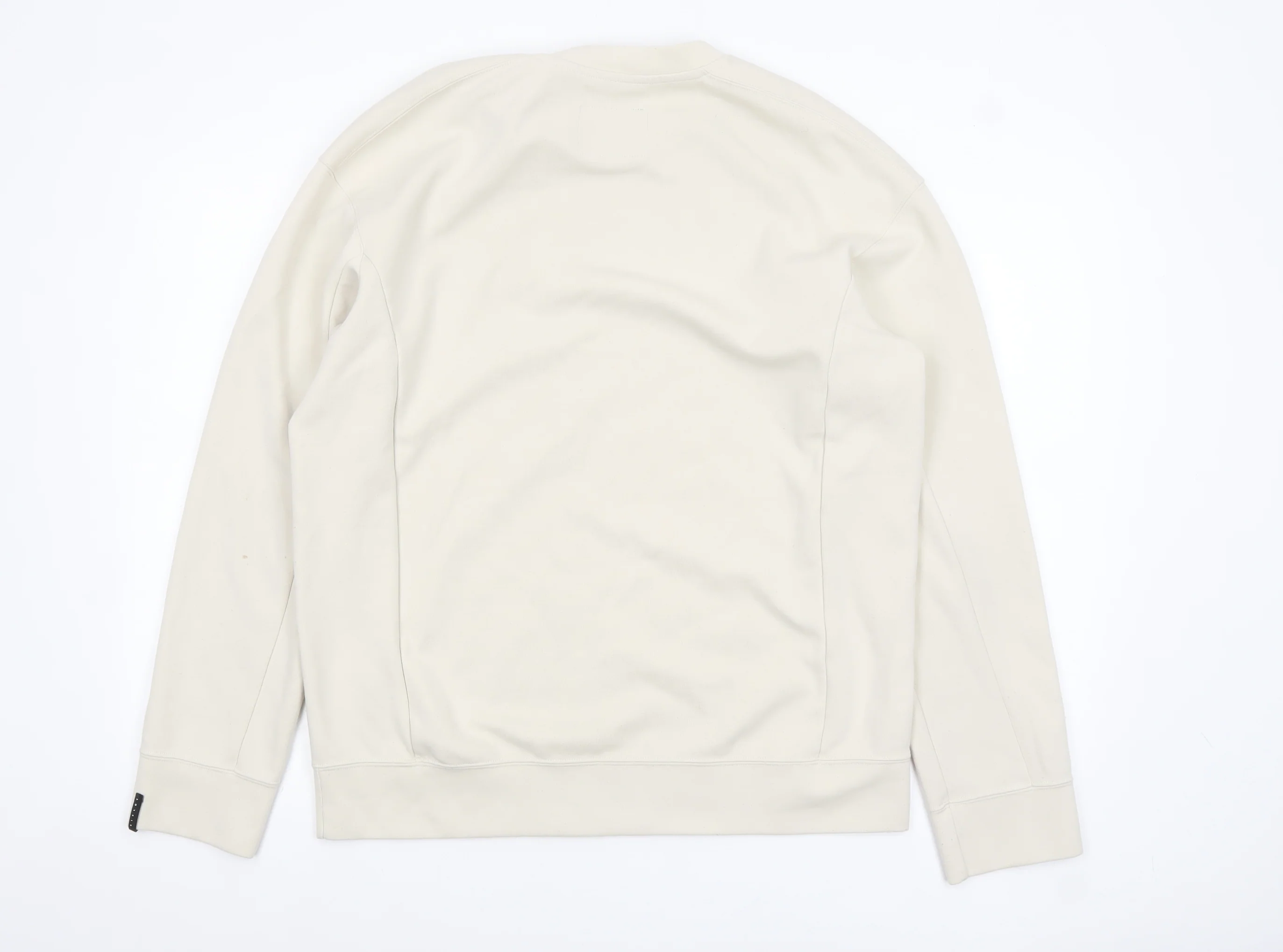Sisley Men’s Beige Crew Neck Cotton Sweatshirt M Regular Fit - Image 3
