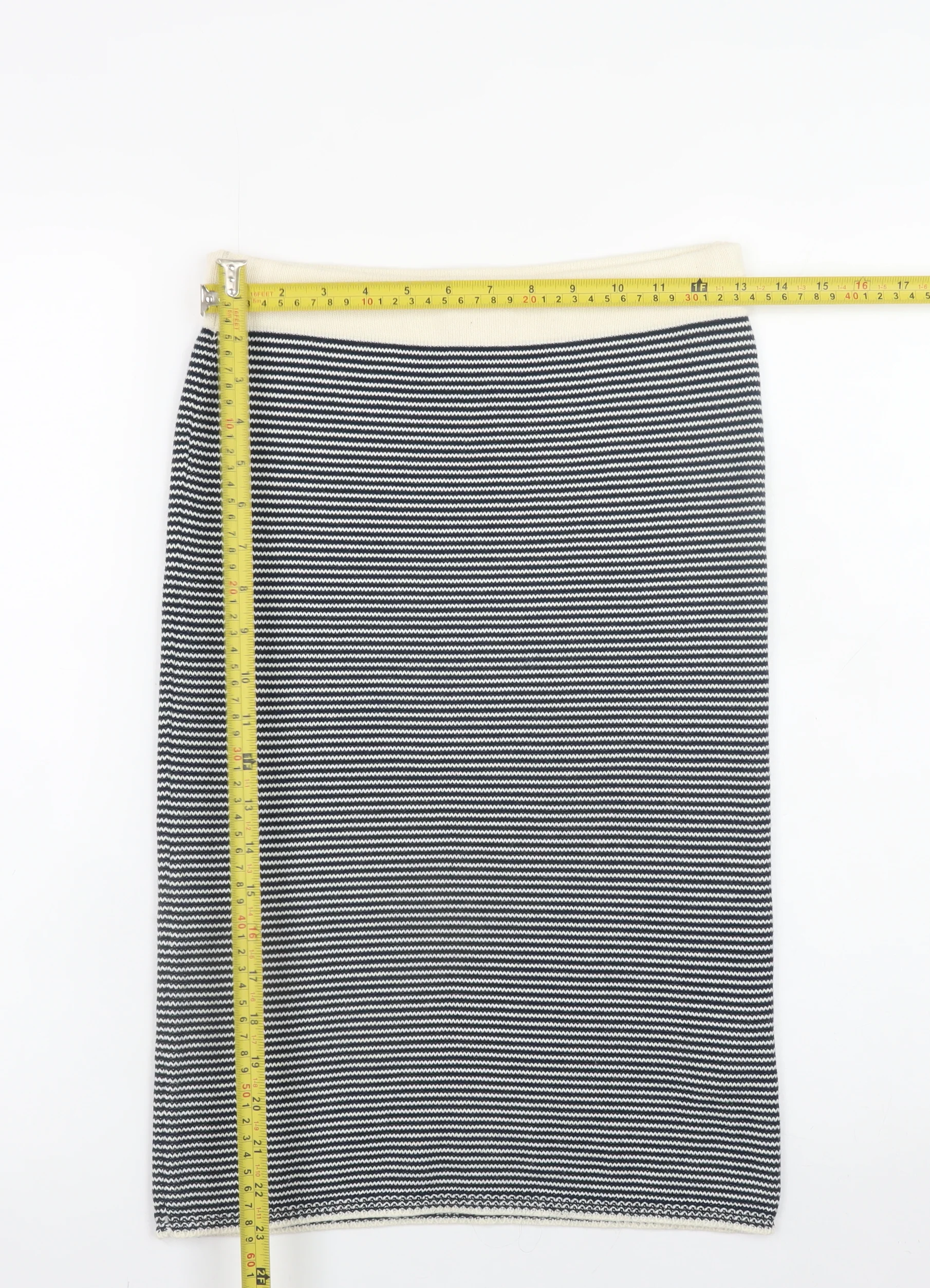 Skunkfunk Women’s Black Striped Pencil Skirt Size S Knee Length Stretch - Image 2