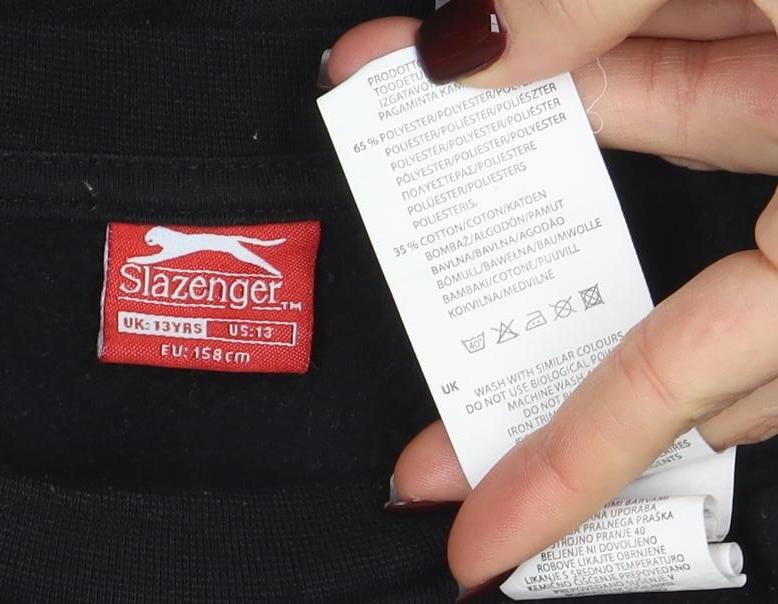 Slazenger Boys Black Crew Neck Sweatshirt Size 13 Years Fleece Blend - Image 4