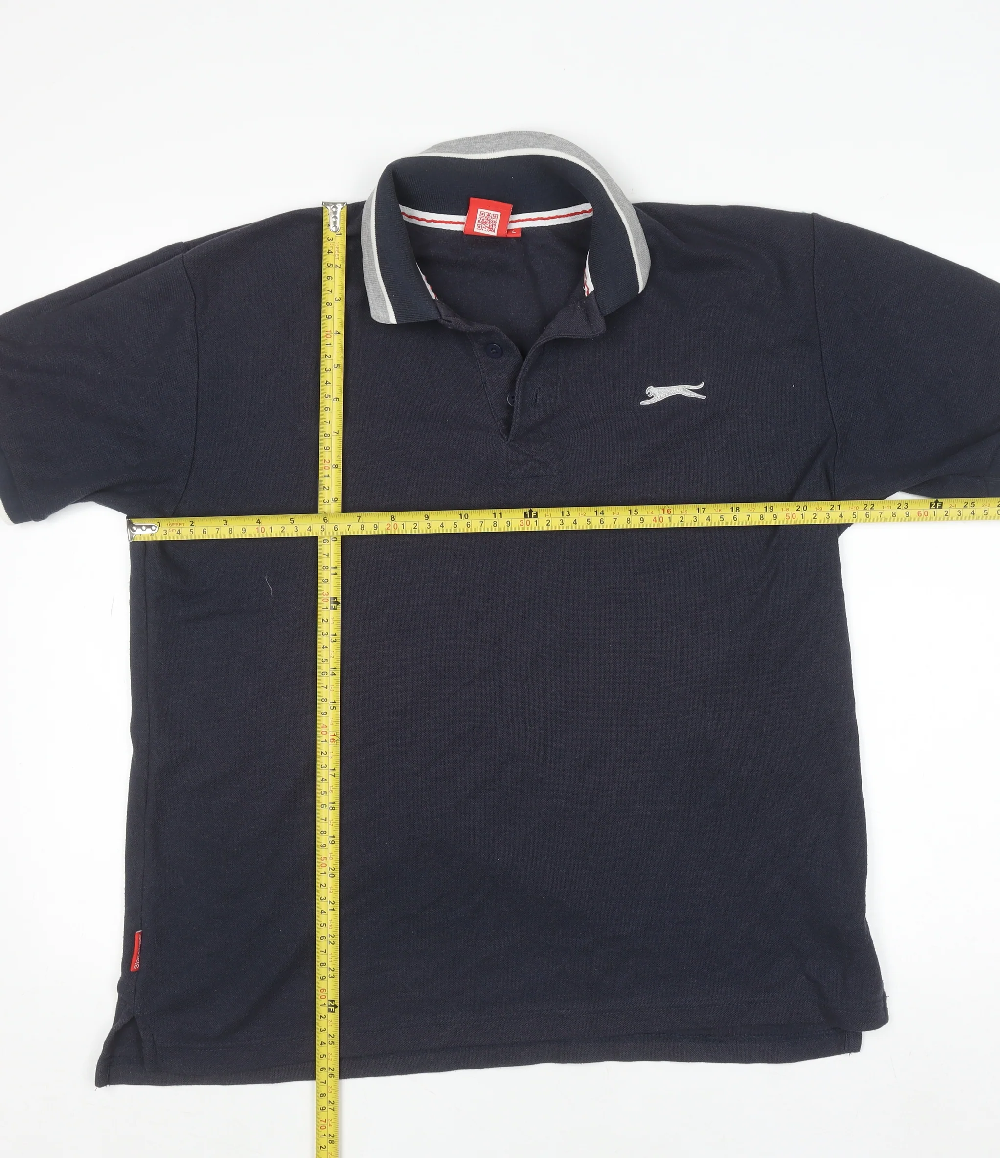 Slazenger Men’s Black Polo Shirt Size L Regular Fit Cotton - Image 2