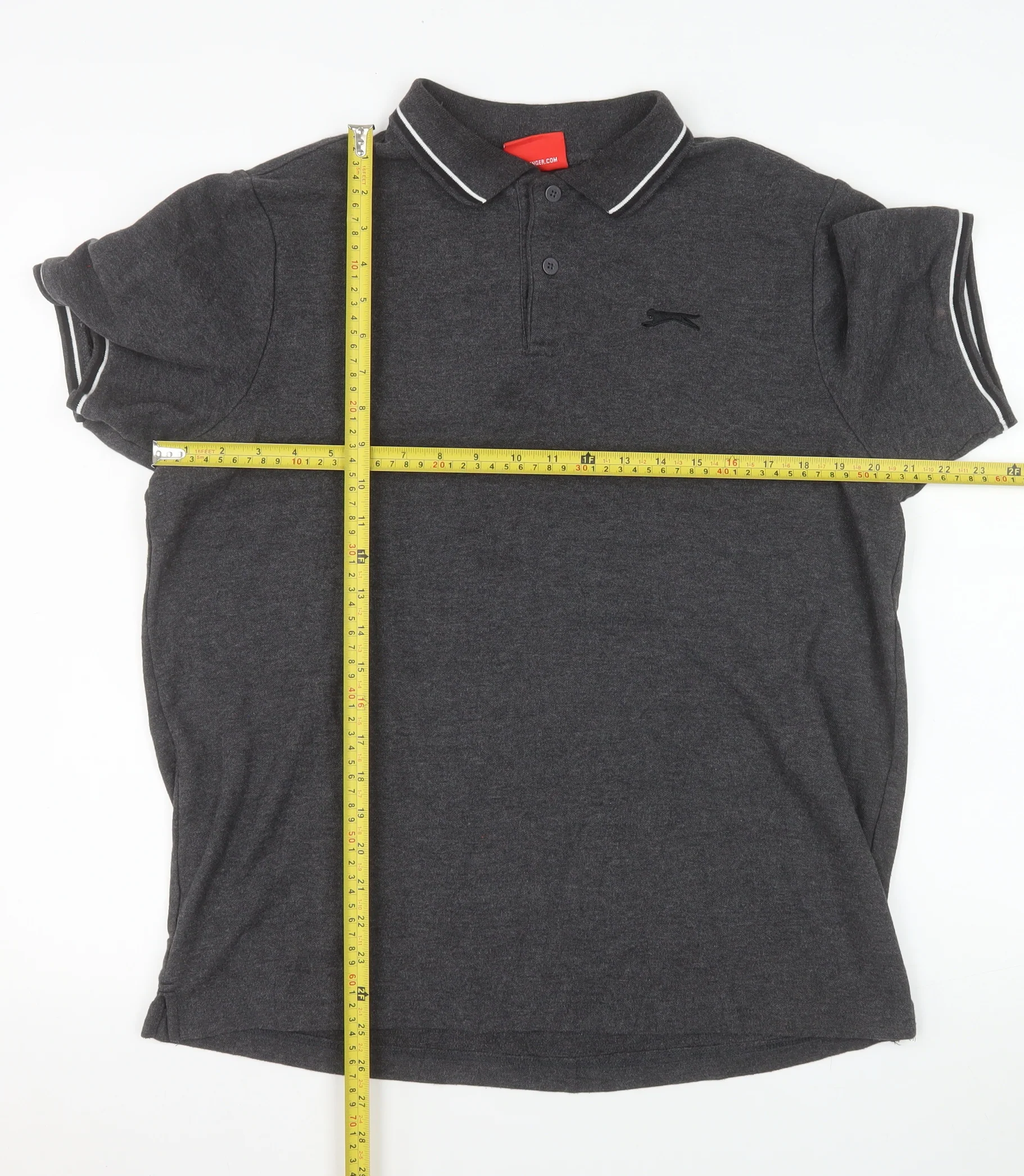Slazenger Men’s Grey L Polo Shirt Regular Fit Sports Casual - Image 2