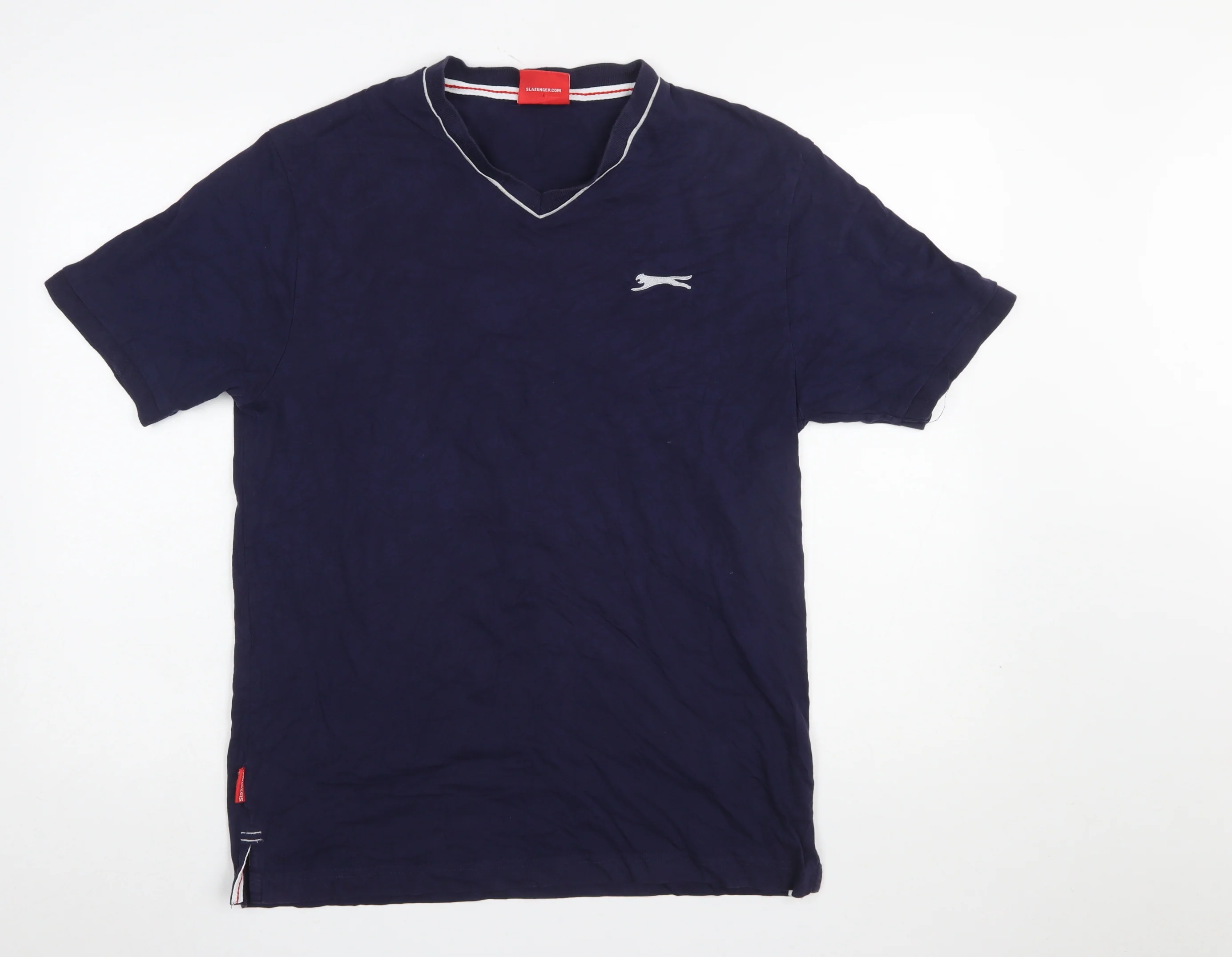 Slazenger Men's Blue V-Neck Short Sleeve Cotton T-Shirt M