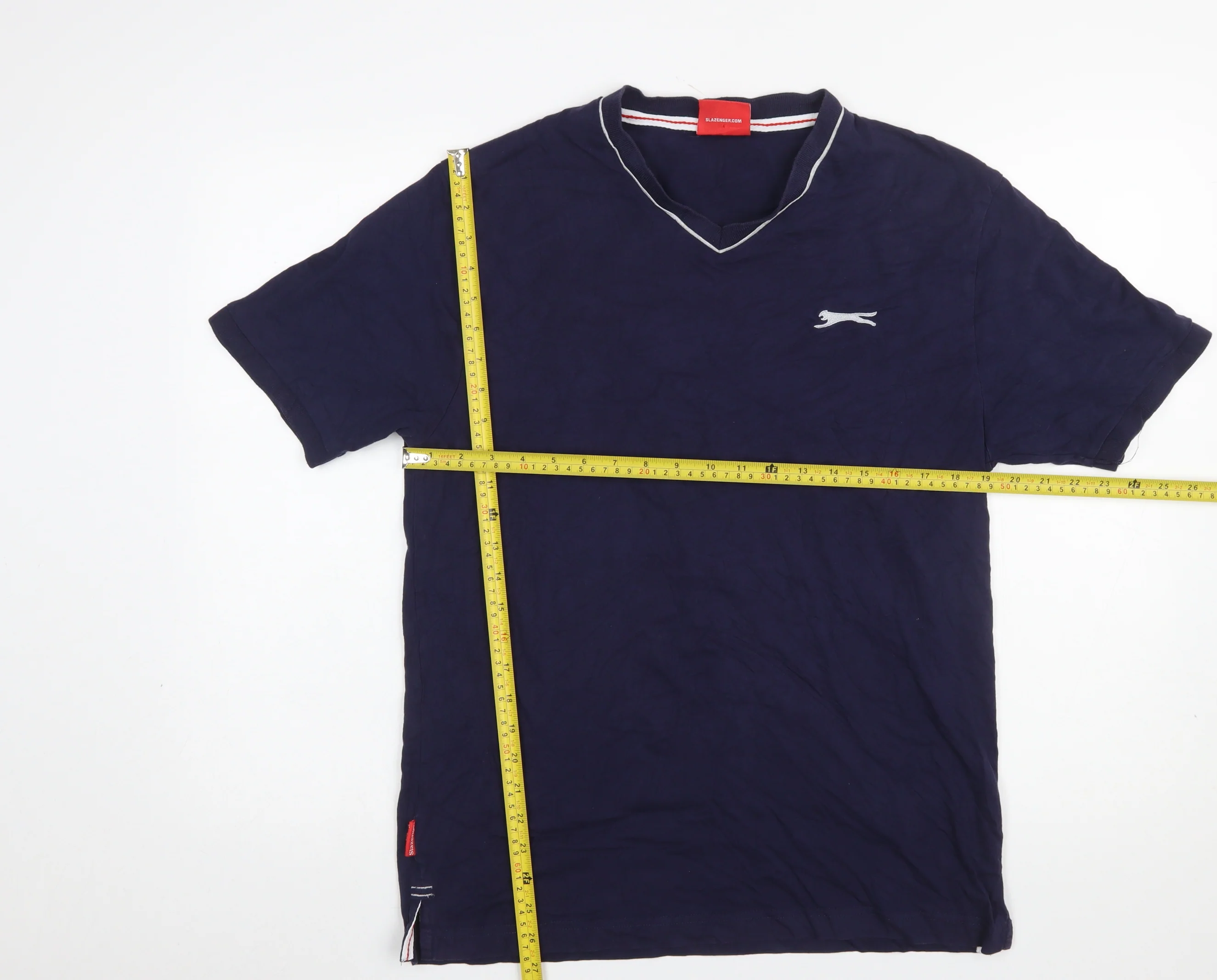 Slazenger Men's Blue V-Neck Short Sleeve Cotton T-Shirt M - Image 2
