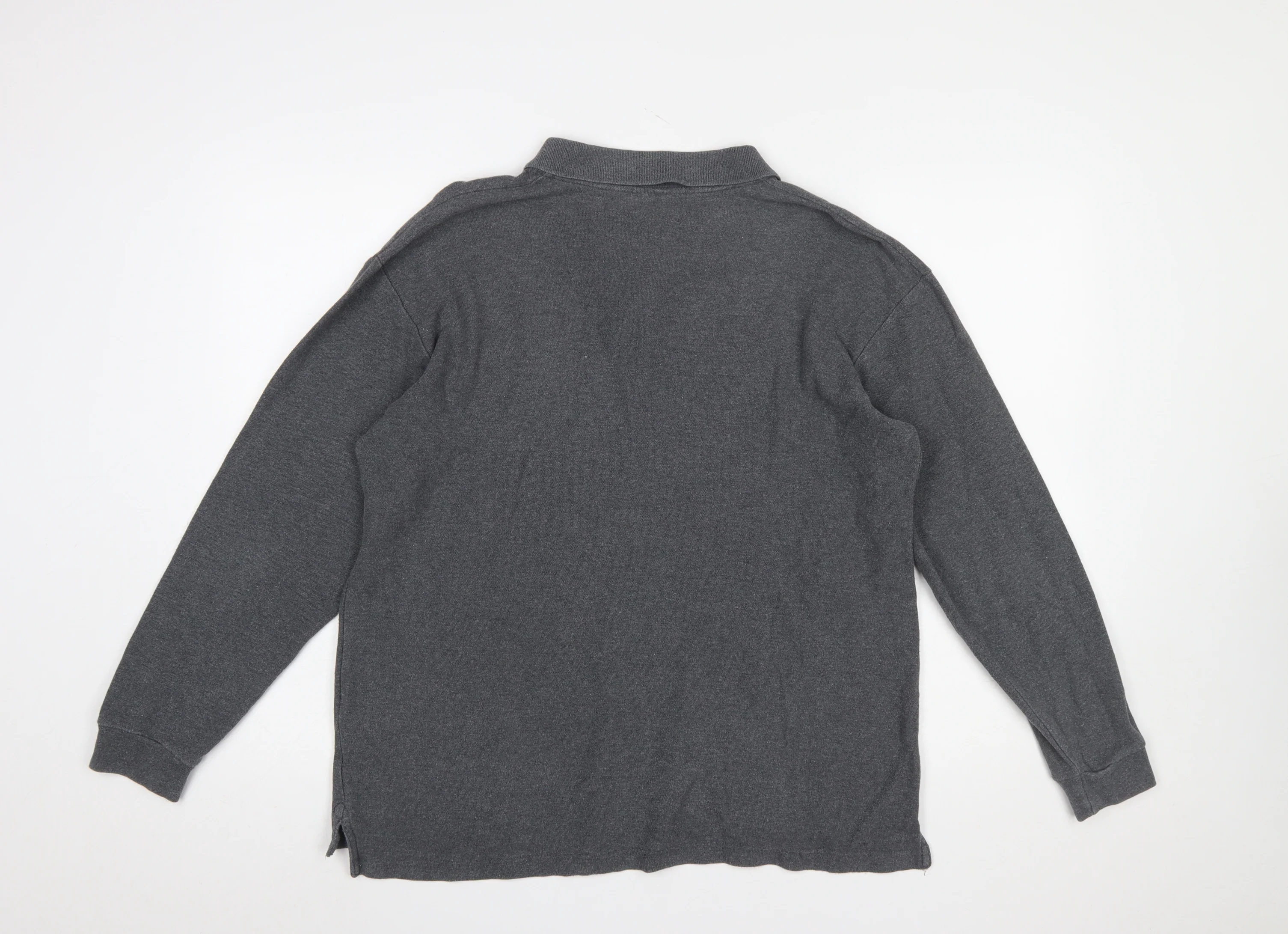 Slazenger Men's Grey Long Sleeve Cotton Polo Shirt L - Image 3