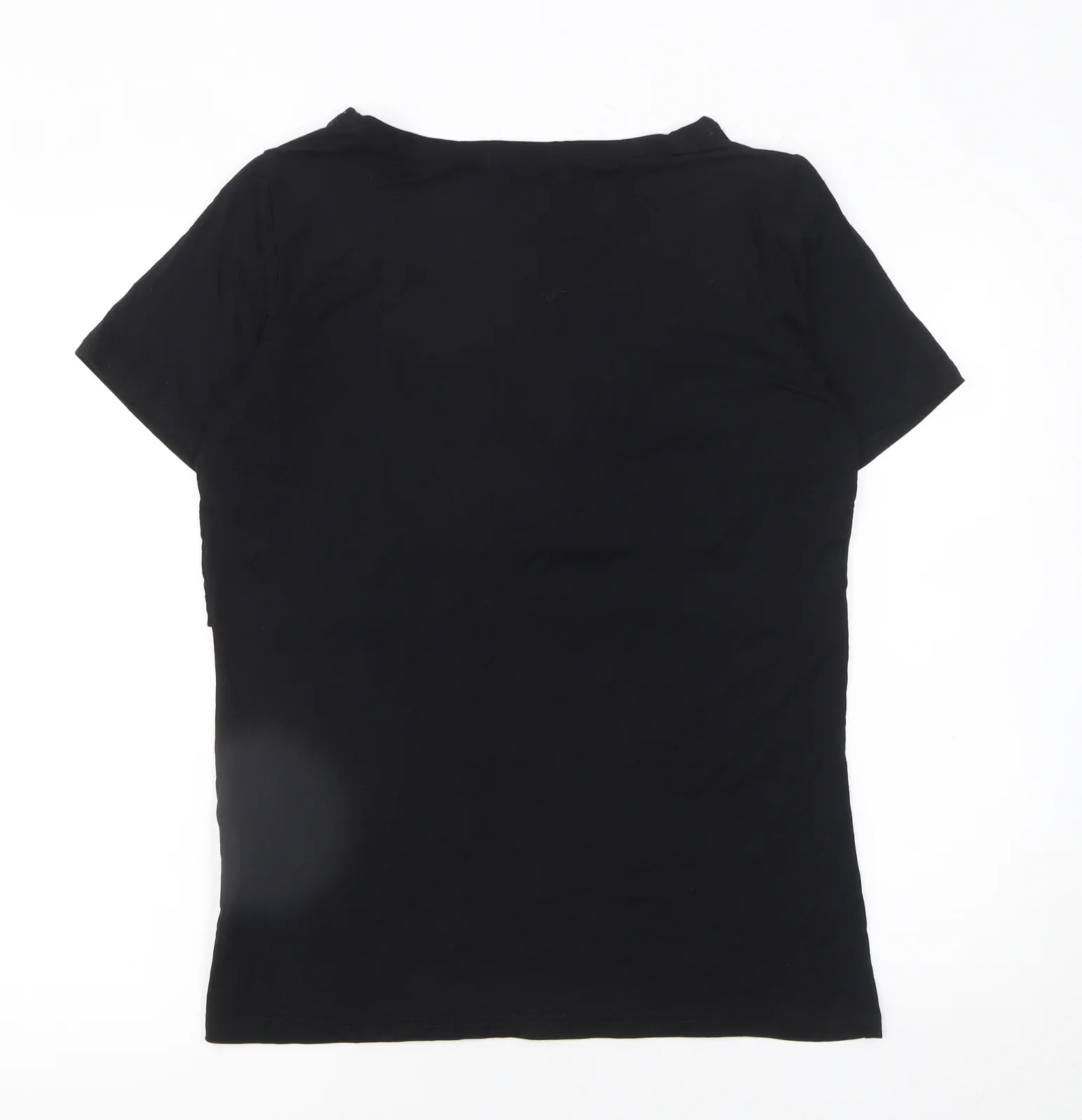 SMALLSHOW Women Black M Basic Short Sleeve Cotton T-Shirt - Image 3