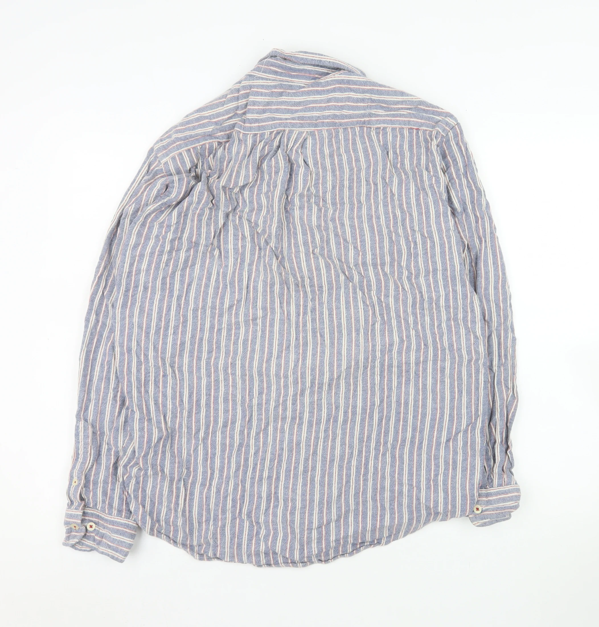 Smart Standard Men’s Blue Striped Cotton Long Sleeve Casual Shirt L - Image 3