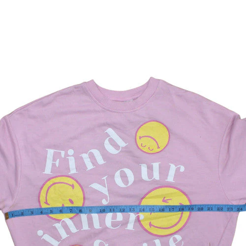 SmileyWorld Women's Pink Graphic Pullover Sweatshirt XS - Image 2