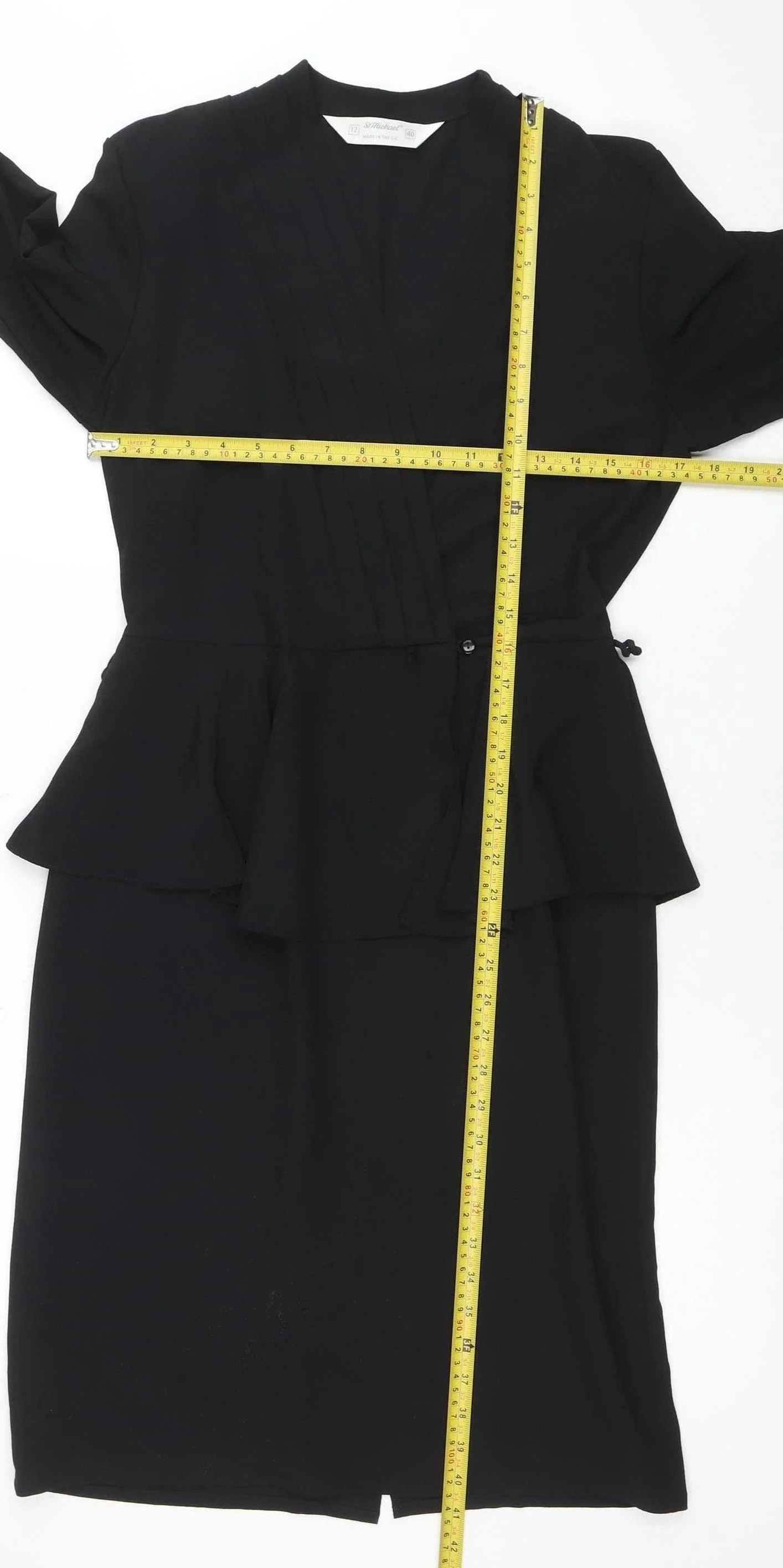Smith & Locke Women's Black Size 12 Peplum Knee Length Work Dress - Image 2