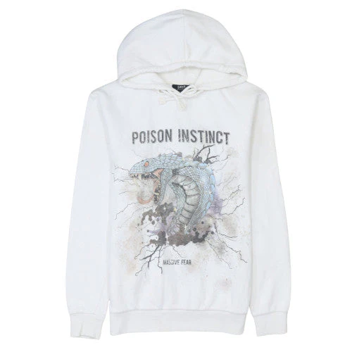 SMOG Men's White Graphic Snake Pullover Hoodie Size S Regular Fit