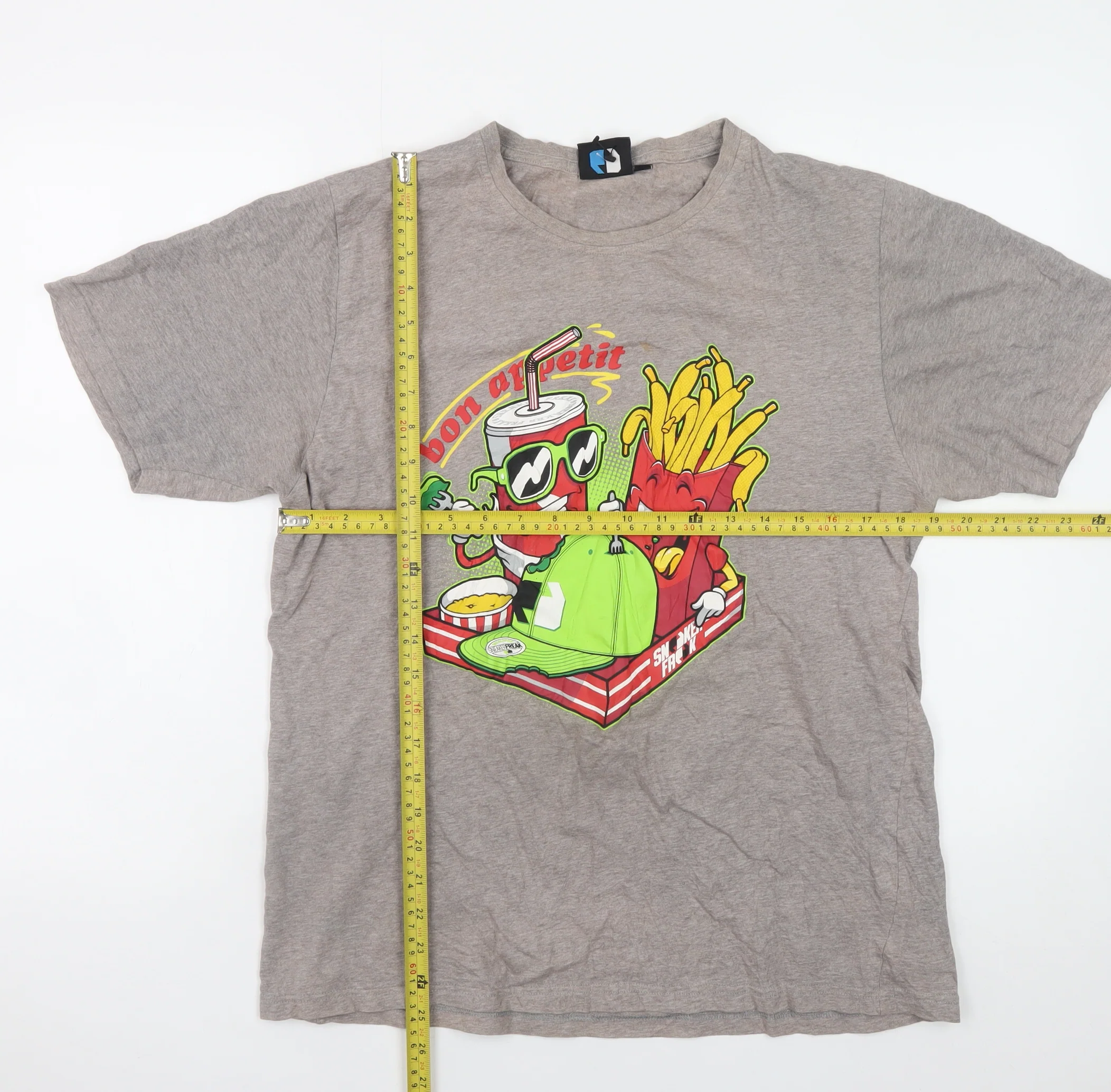 Sneaker Freak Men’s Grey Graphic Bon Appetit T-Shirt M - Image 2