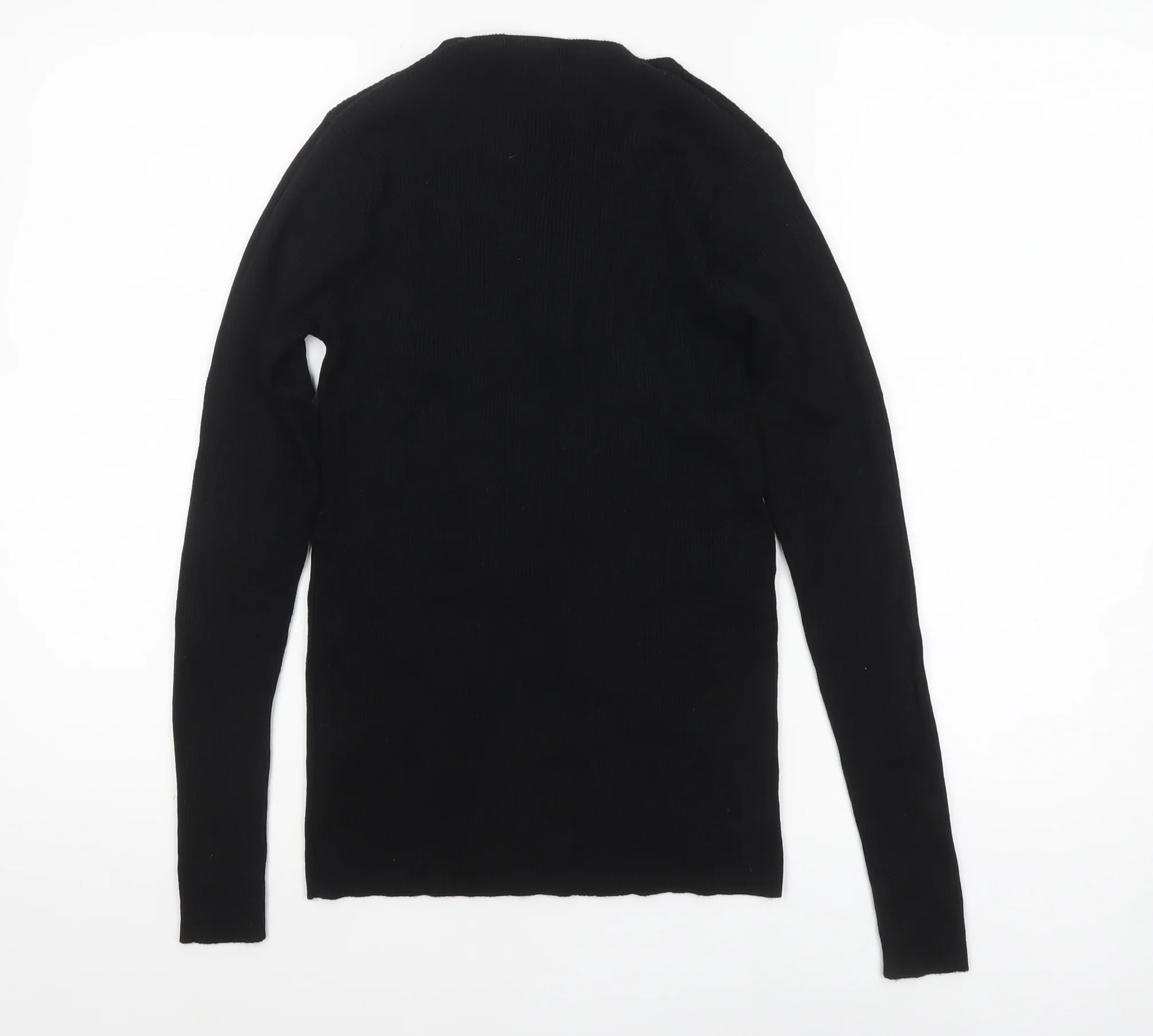 Society 8 Womens Black V-Neck Lace Up Knit Jumper Size 12 - Image 3