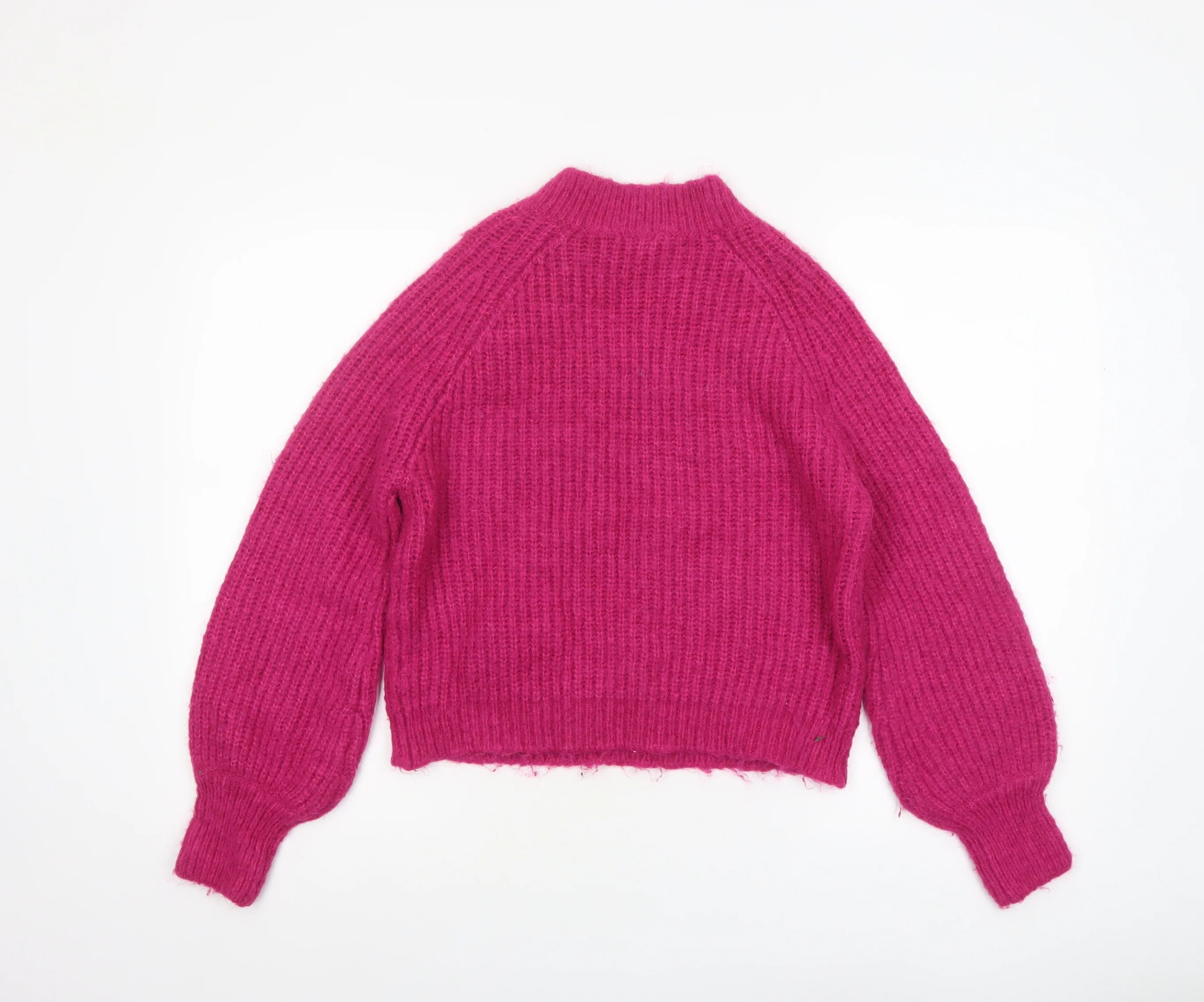 Sonder Studio Women’s Pink Chunky Knit Mock Neck Jumper Size 14 - Image 3