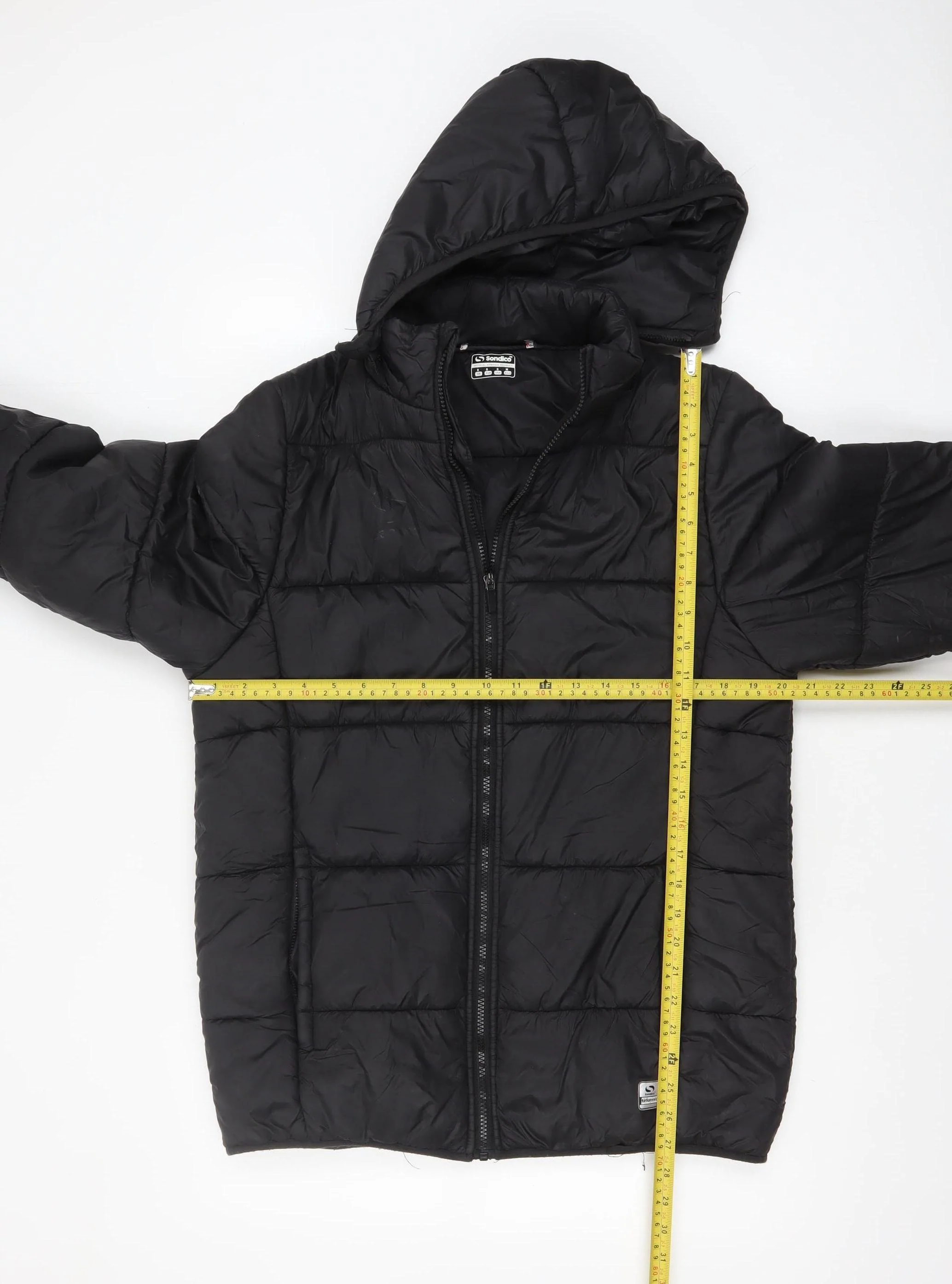 Sondico Men's Black Puffer Jacket Size S Hooded Winter Zip Coat - Image 2