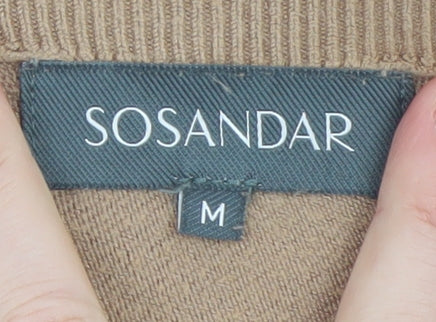 Sosandar Women’s Beige V-Neck Knit Pullover Jumper Size M - Image 5
