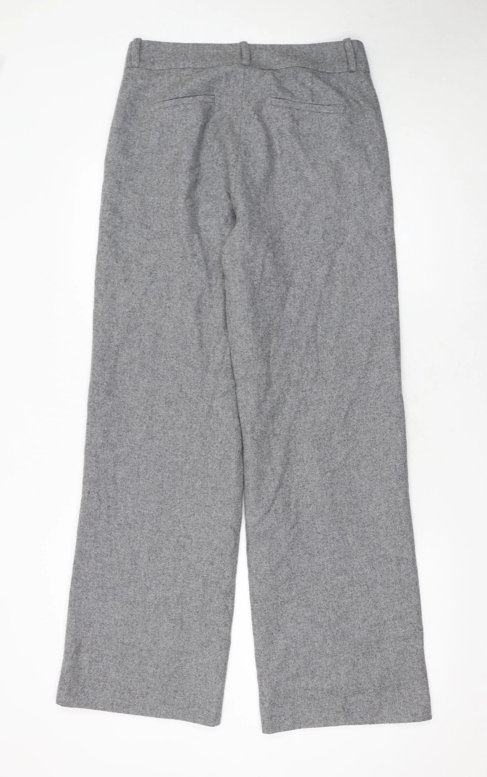 Sosandar Women’s Grey Wool Blend Wide-Leg Tailored Trousers Size 10 - Image 3