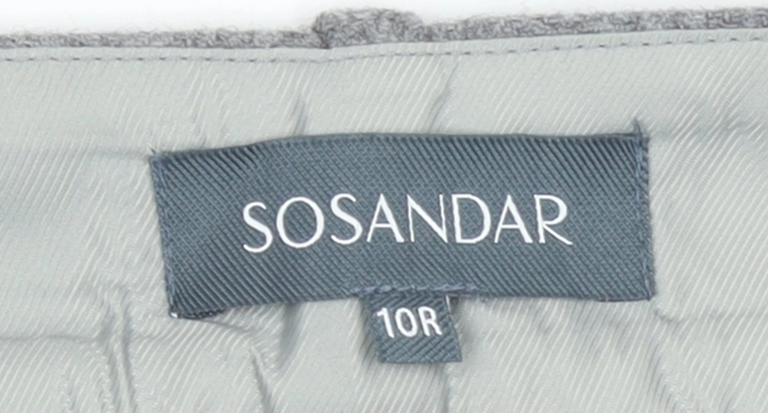 Sosandar Women’s Grey Wool Blend Wide-Leg Tailored Trousers Size 10 - Image 4