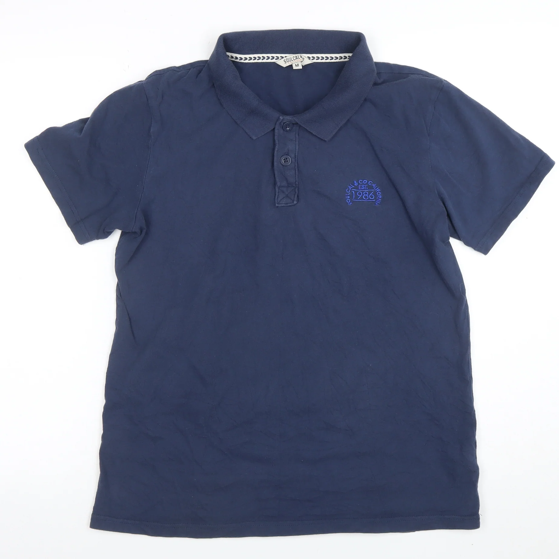 SoulCal & Co Navy Blue Cotton Men's Polo Shirt Size M Classic Fit