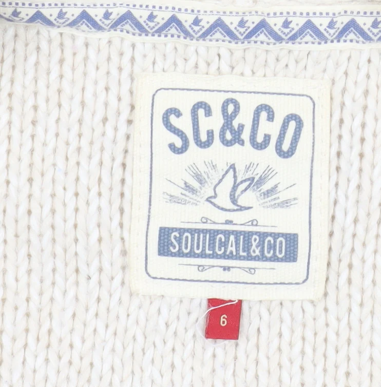 SoulCal & Co Women Ivory Cable Knit Button Cardigan Size 6 - Image 4