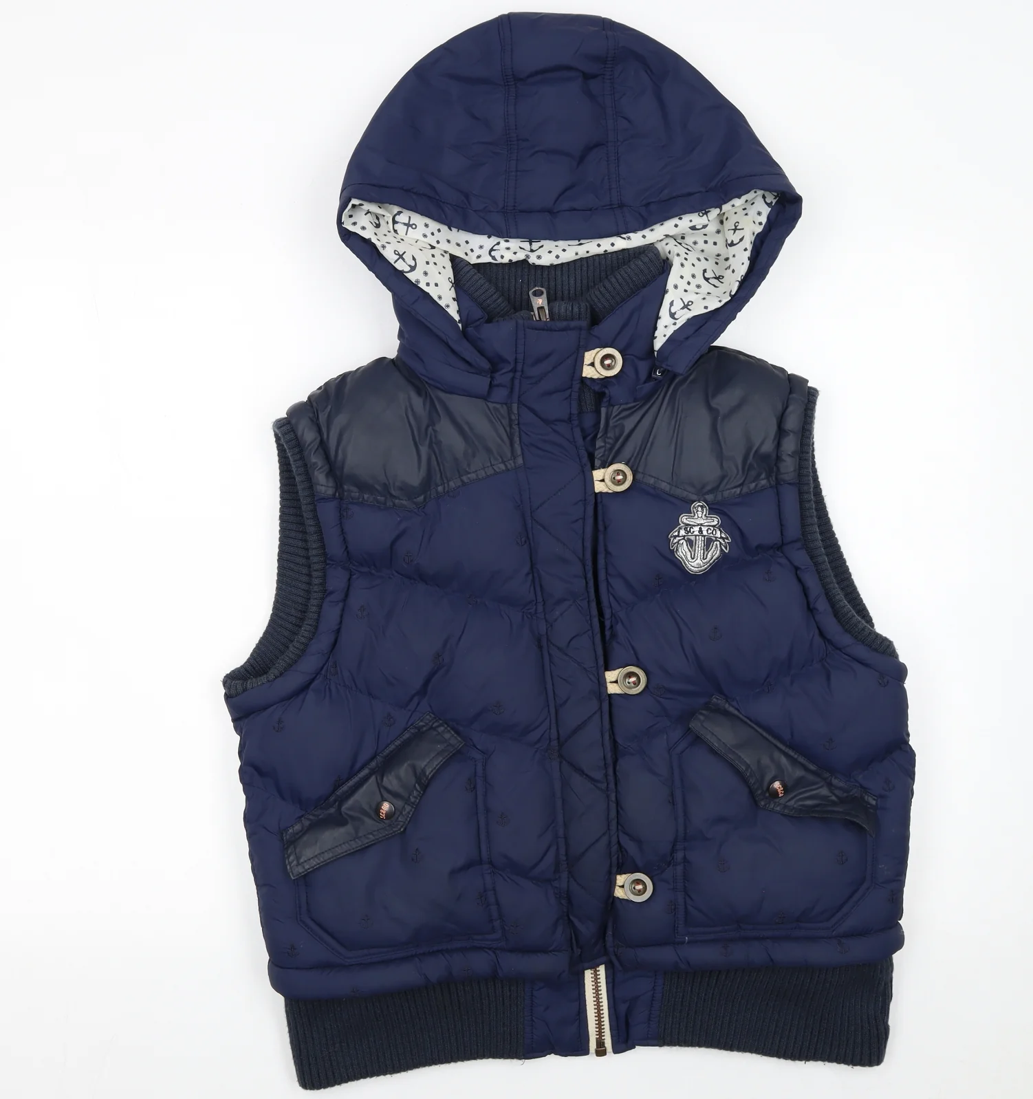 SoulCal & Co Women's Blue Hooded Puffer Waistcoat Size 16