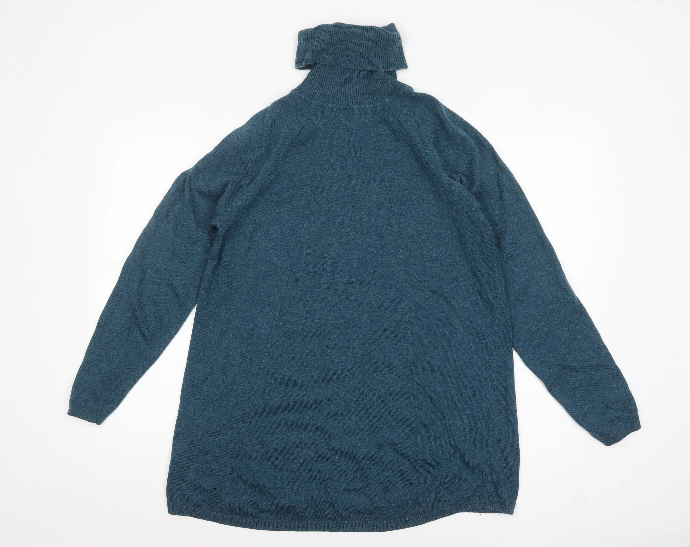 South Coast Women Blue Roll Neck Wool Cashmere Jumper Size 14 - Image 3