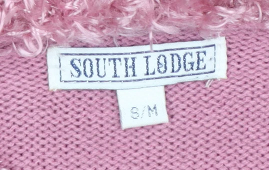 South Lodge Women's Pink Feather Trim Pullover Jumper S/M Acrylic Knit - Image 4