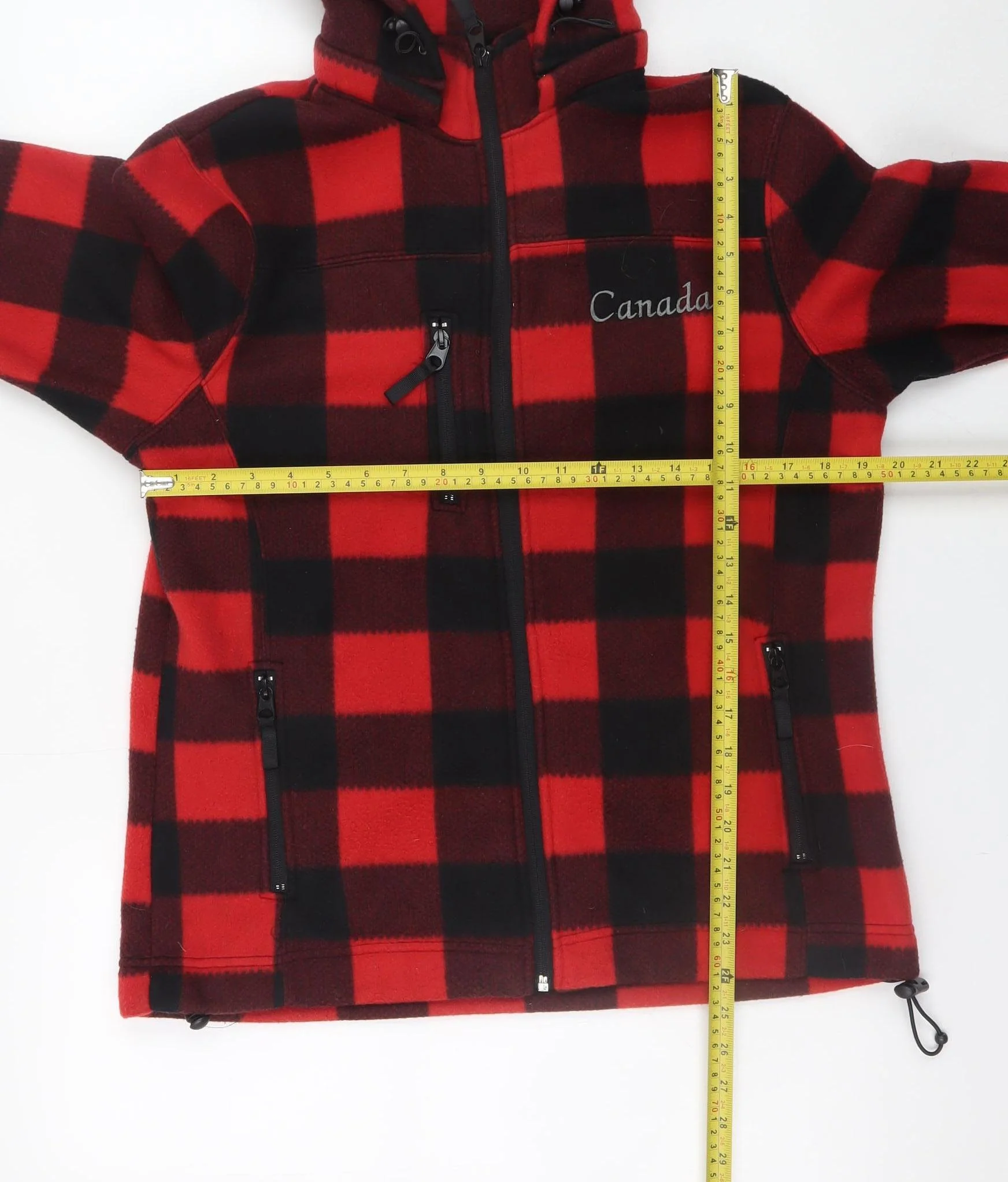 Souvenirs Northern Men's Red Black Check Hooded Fleece Jacket Size M - Image 2