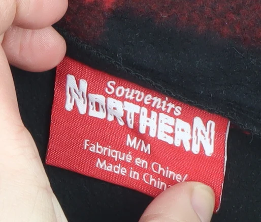 Souvenirs Northern Men's Red Black Check Hooded Fleece Jacket Size M - Image 4