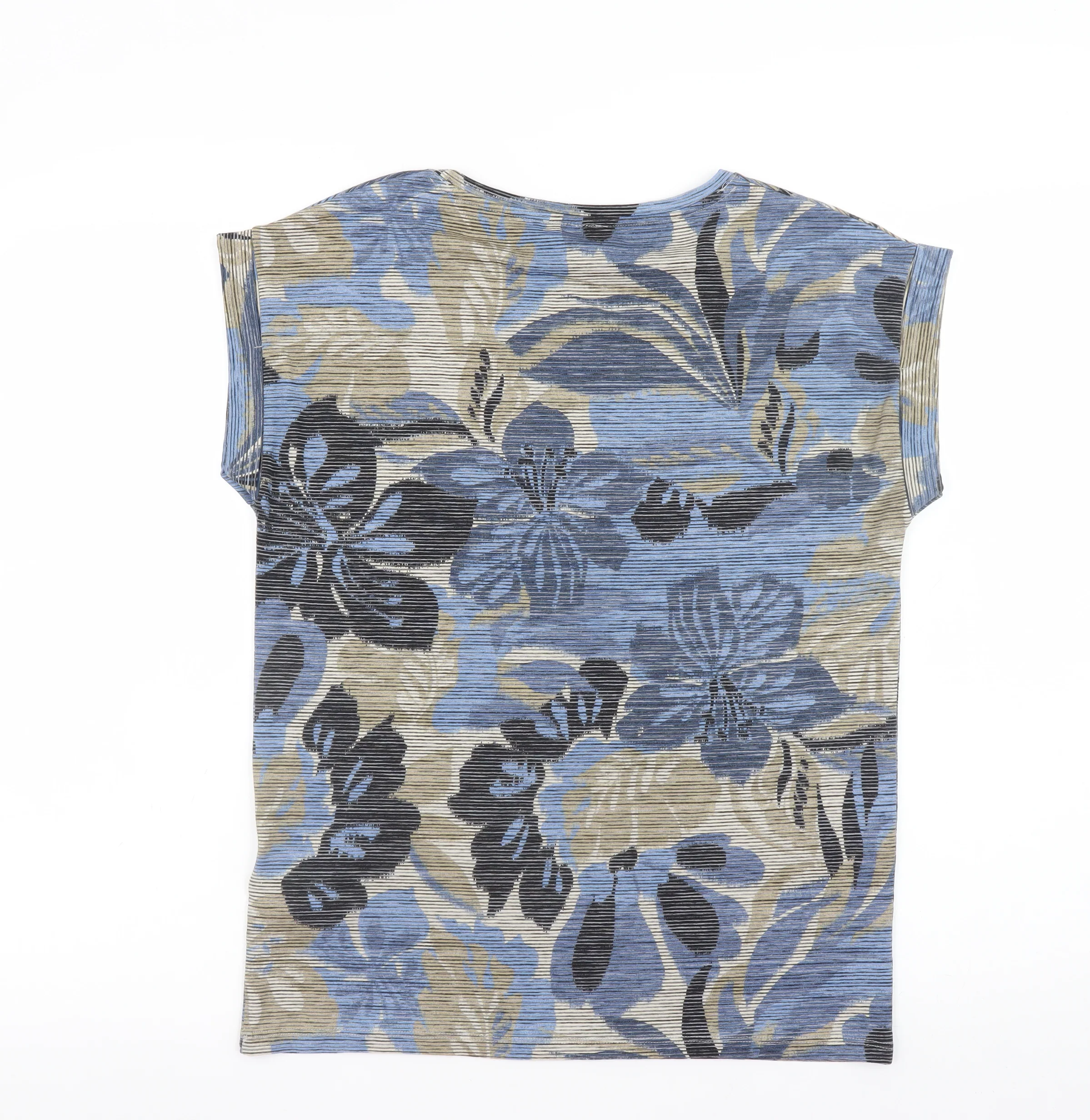 Soyaconcept Women’s Blue Floral Short Sleeve Viscose T-Shirt Size S - Image 3