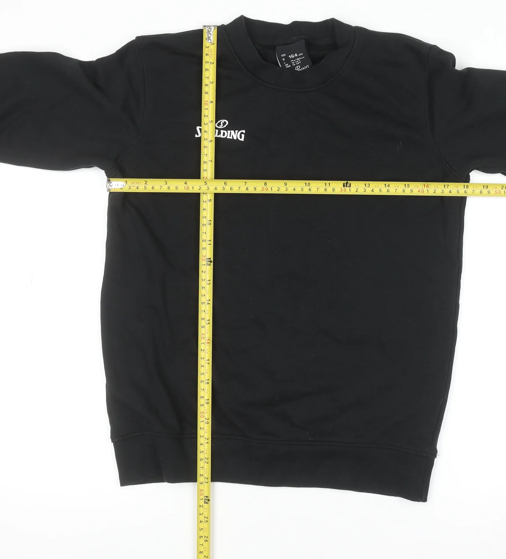Spalding Boys Black 13-14 Years Pullover Sweatshirt Crew Neck Long Sleeve - Image 2