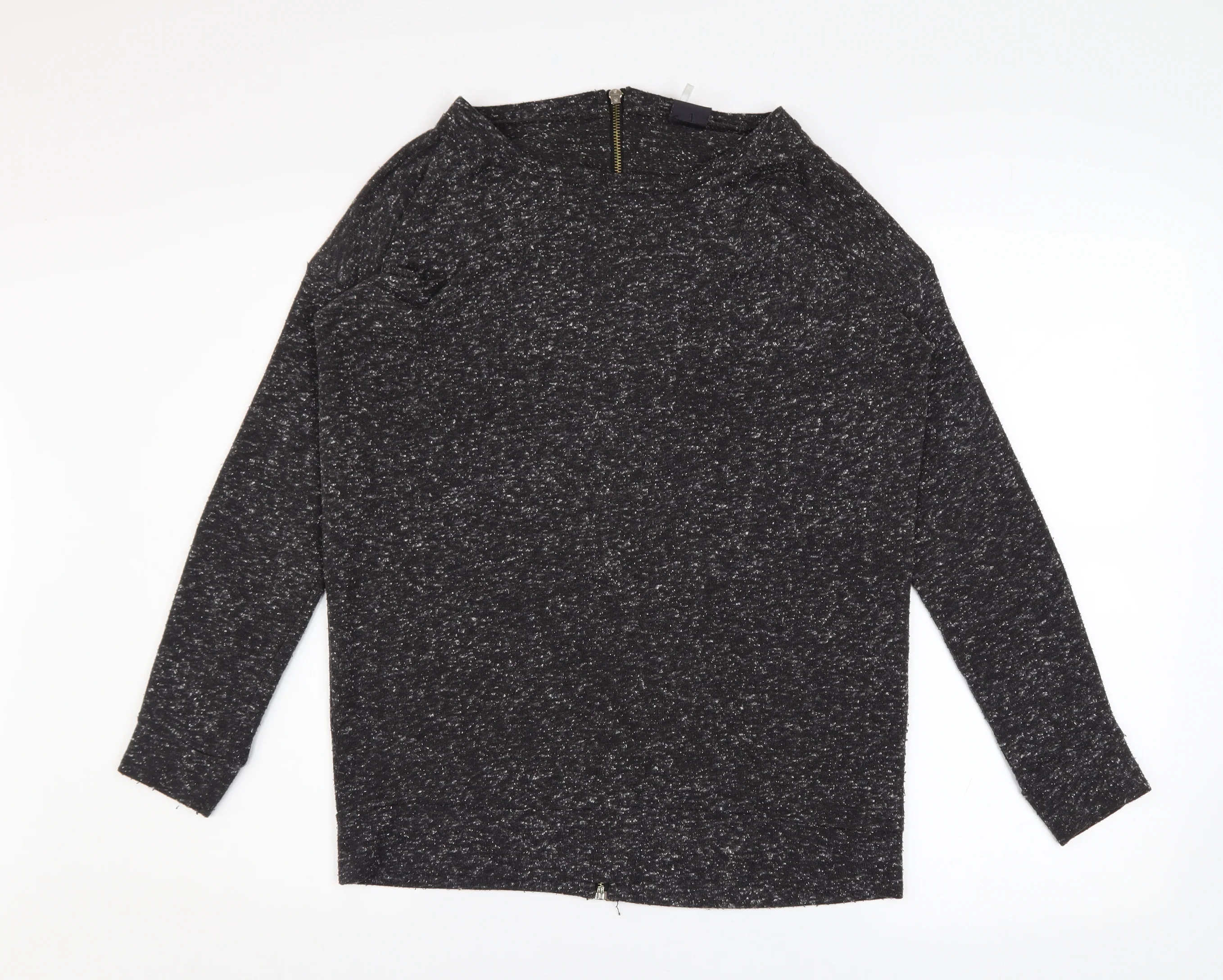 Sparkle & Fade Womens Grey XS Boat Neck Knit Zip Back Jumper