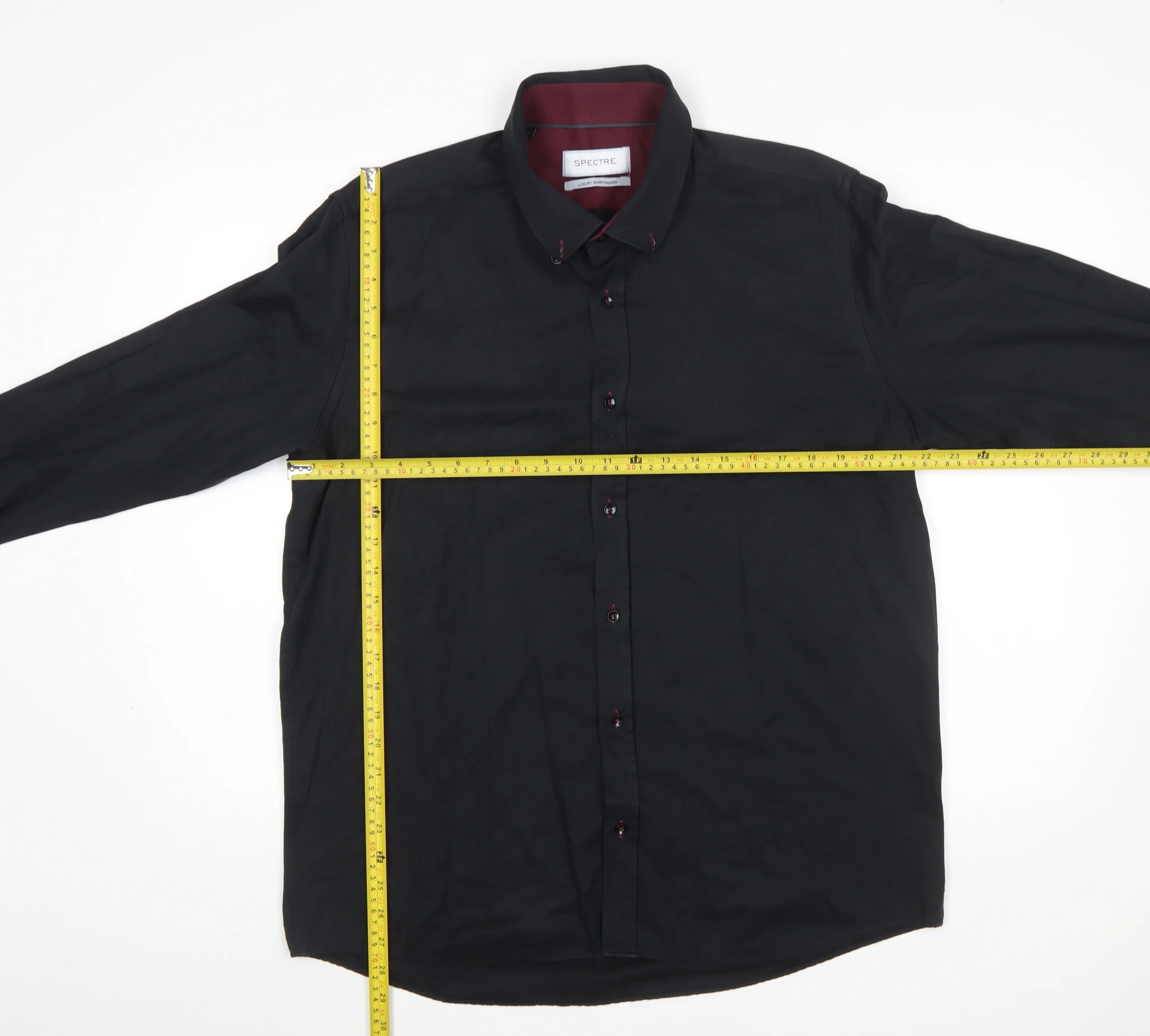 Spectre Men's Black Button-Down Long Sleeve Cotton Shirt 2XL - Image 2