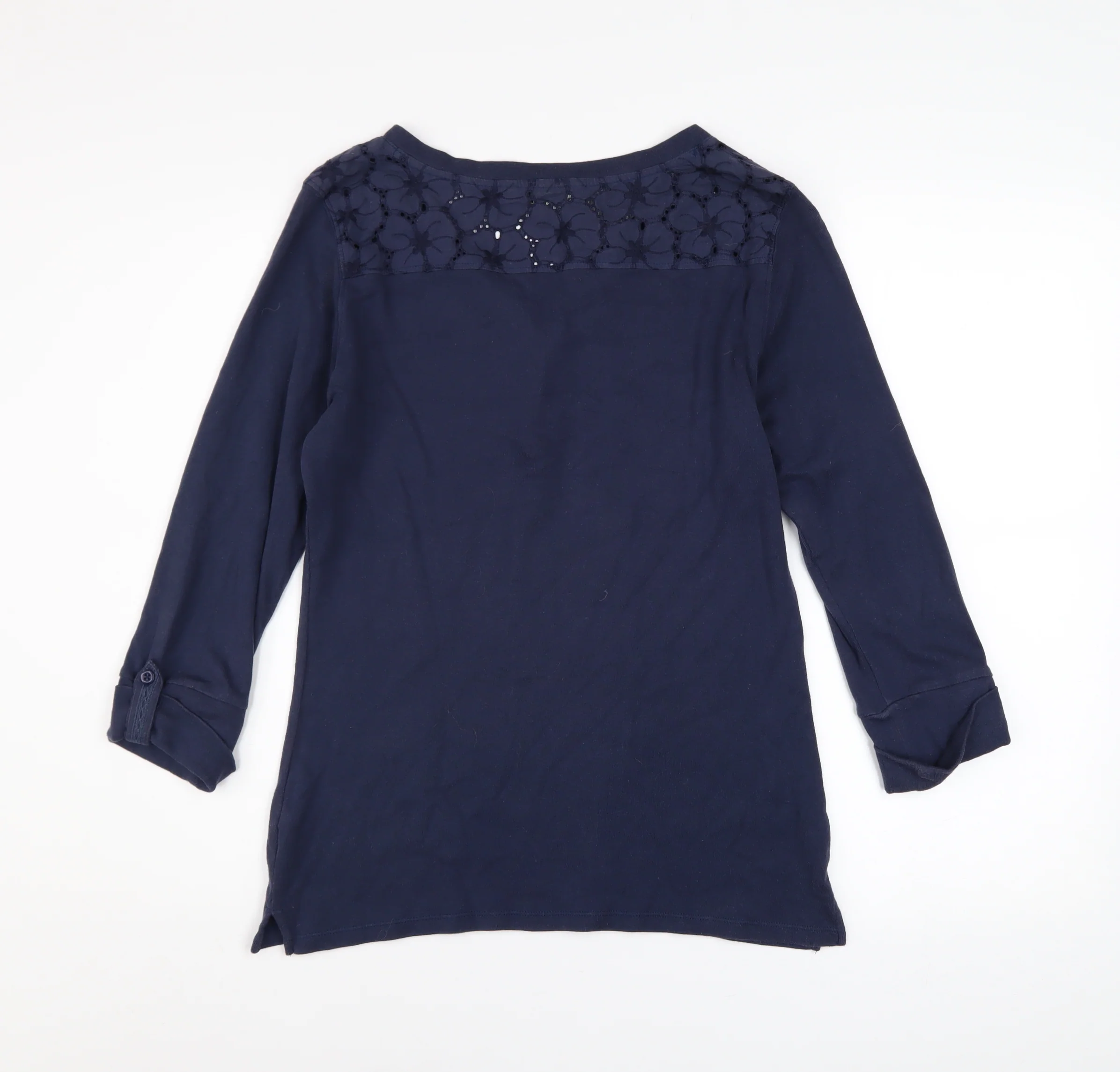 Spirit at M&Co Women's Blue Size 12 Cotton 3/4 Sleeve Button Top - Image 3