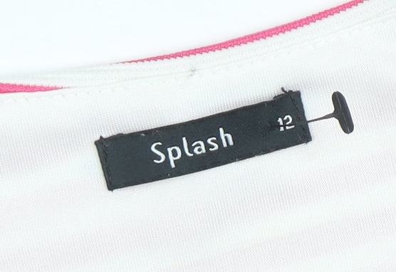 Splash Women's Pink Striped Fit & Flare Dress Size 12 Sleeveless Zip - Image 4