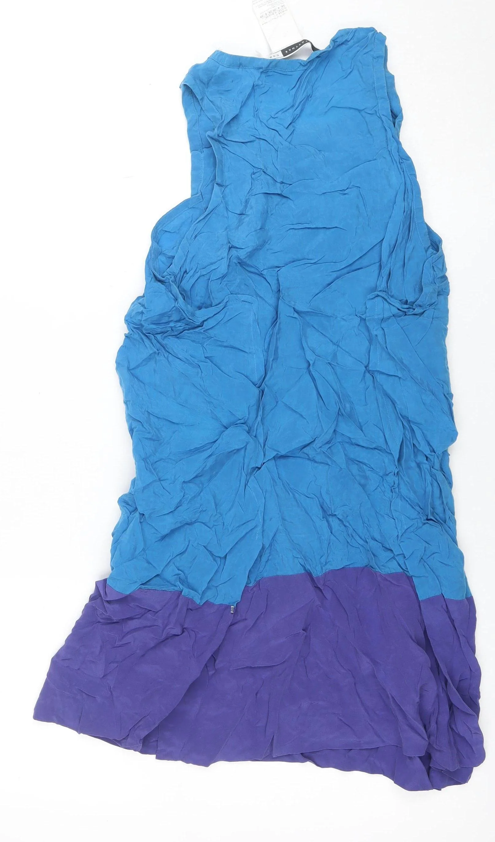 Sportmax Code Women Blue Colourblock Silk Shift Dress Size 10 - Image 3