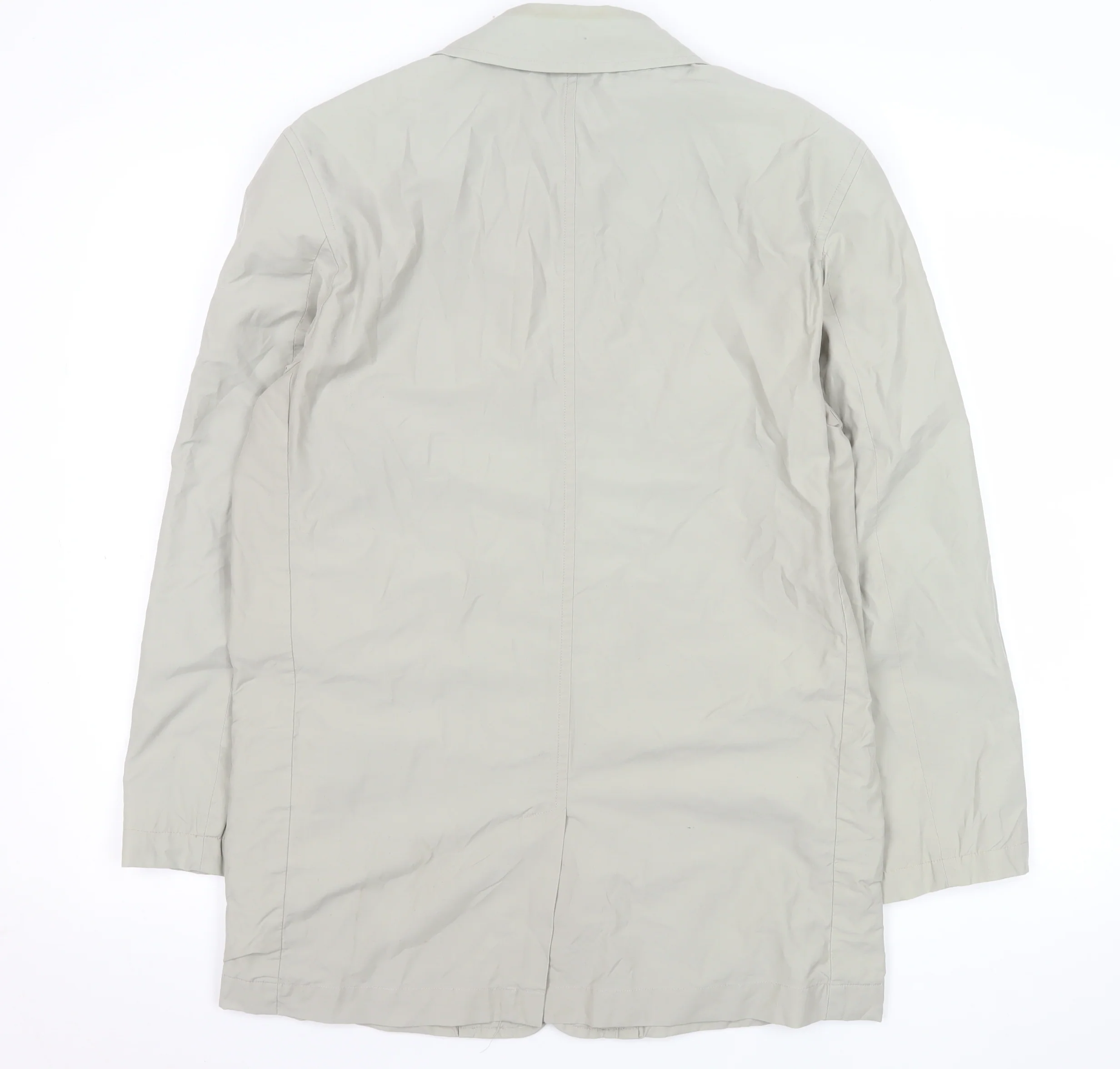 Springfield Men Beige Cotton Blend Long Overcoat M Regular Lightweight - Image 3