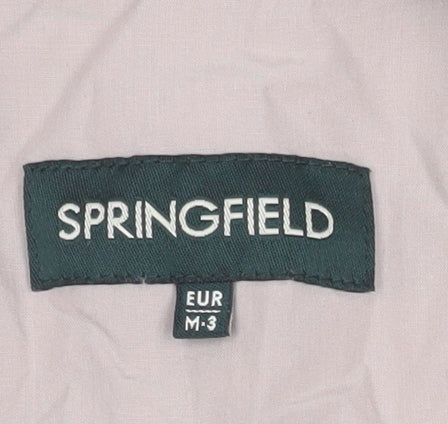 Springfield Men Beige Cotton Blend Long Overcoat M Regular Lightweight - Image 4