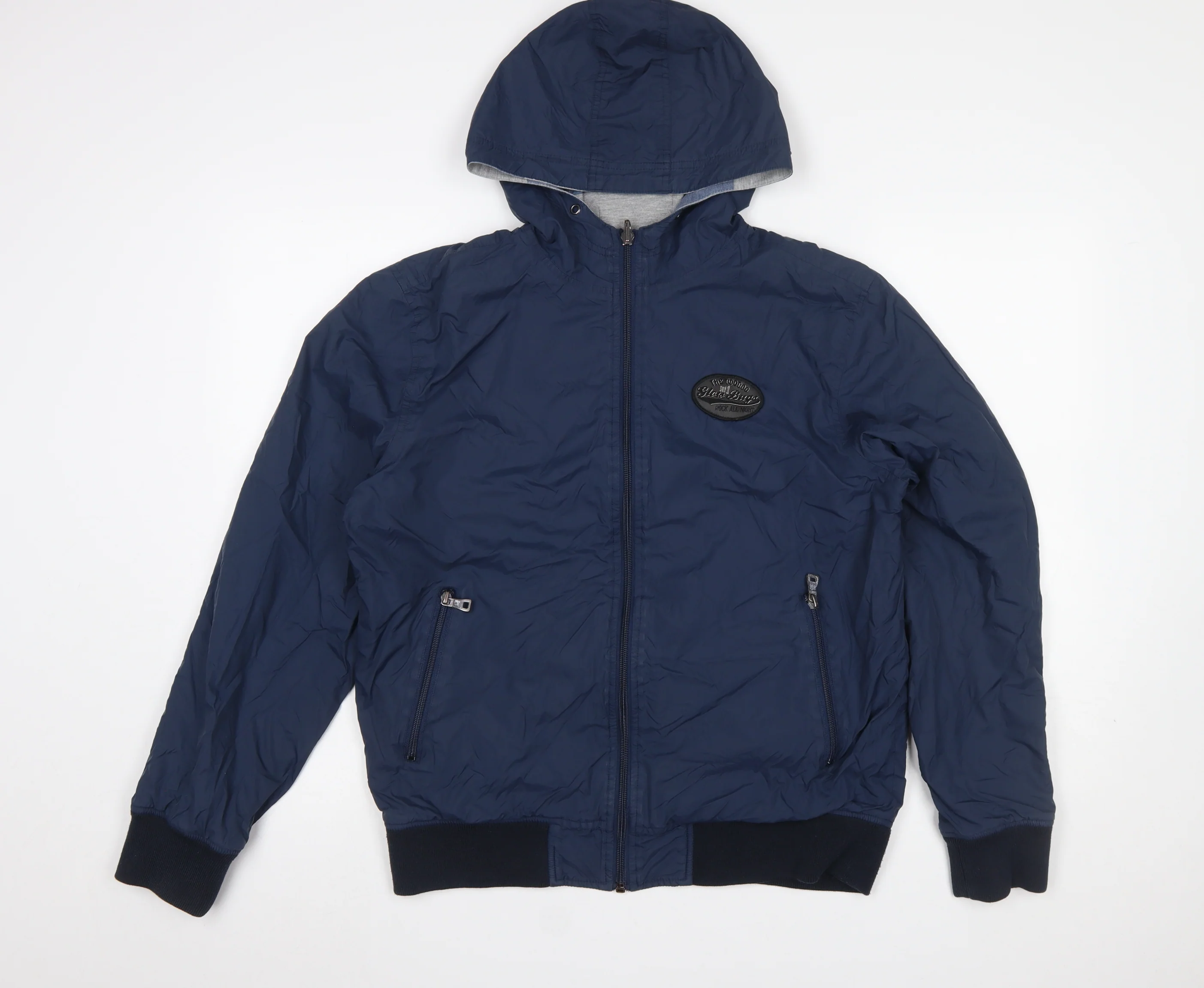 Springfield Men's Blue Hooded Windbreaker Jacket Size L